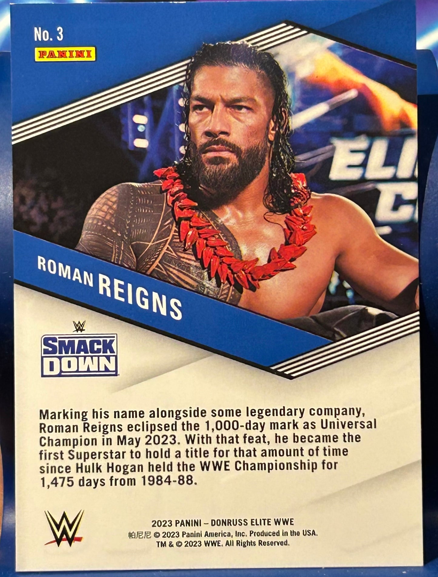 * Roman Reigns 2023 WWE Donruss Elite Spellbound “M” Card