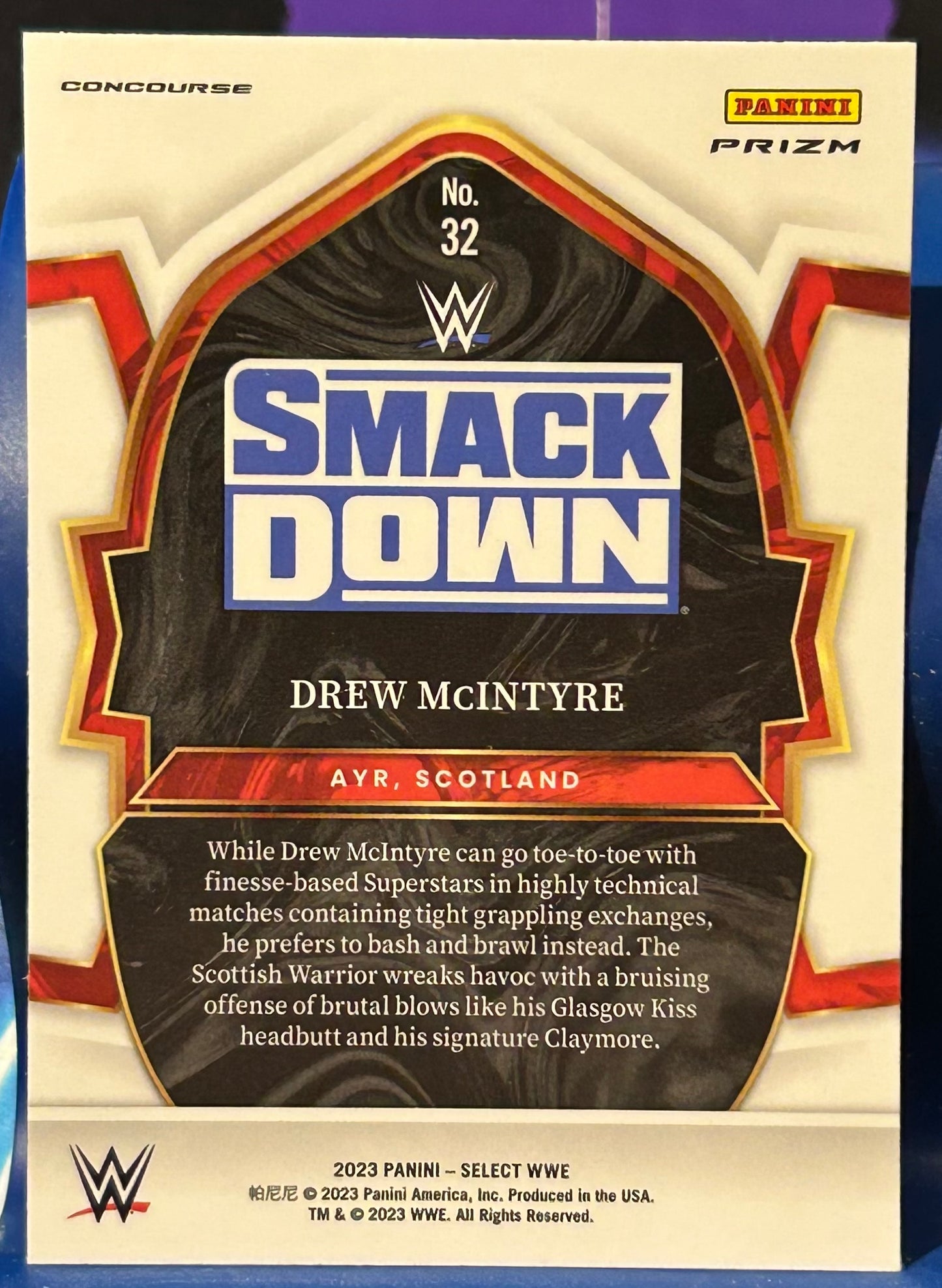 * Drew McIntyre 2023 WWE Panini Select ORANGE FLASH Parallel Concourse Card