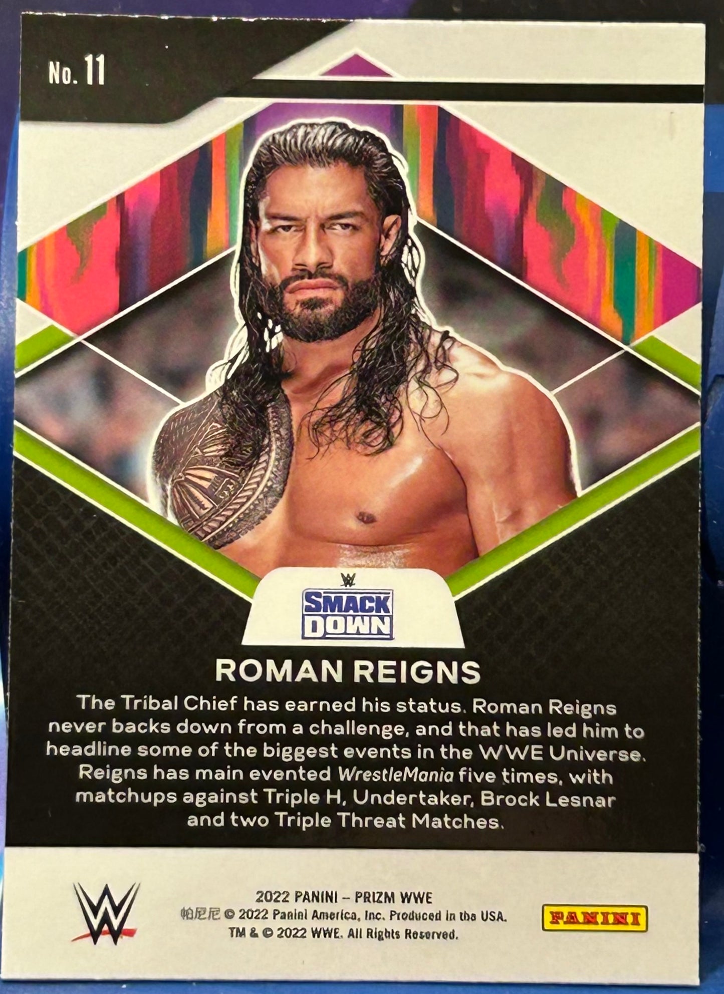 * Roman Reigns 2022 WWE Panini Prizm FEARLESS Insert Card (The Tribal Chief)