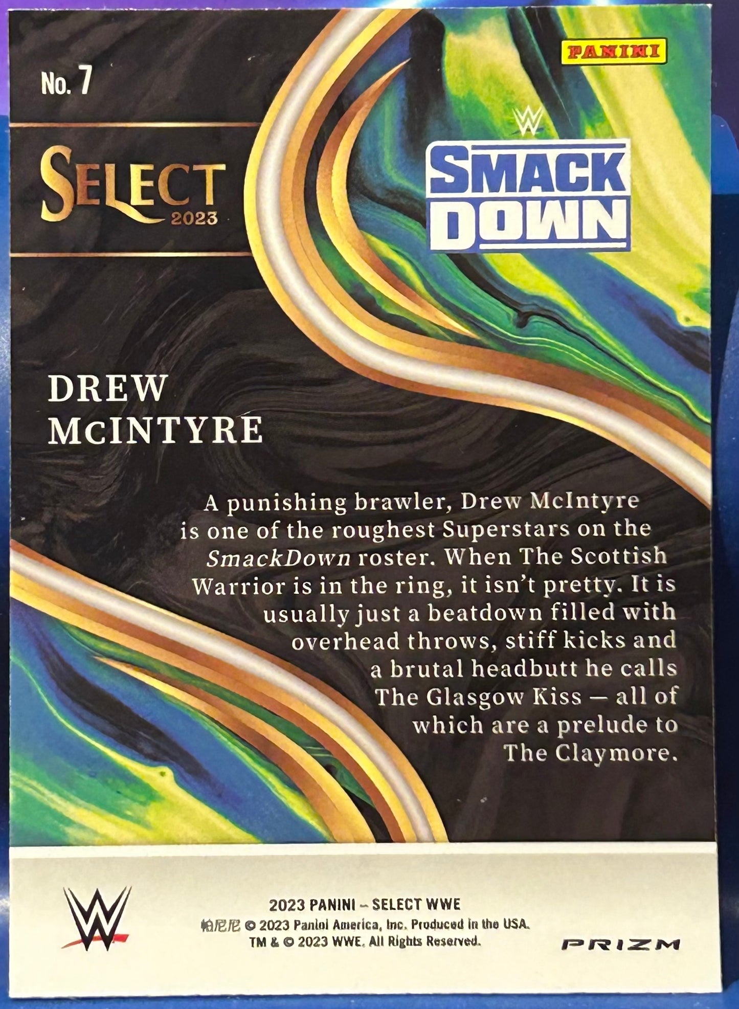 * Drew McIntyre 2023 WWE Panini Select “Sensations” Silver Flash Prizm Refractor Card
