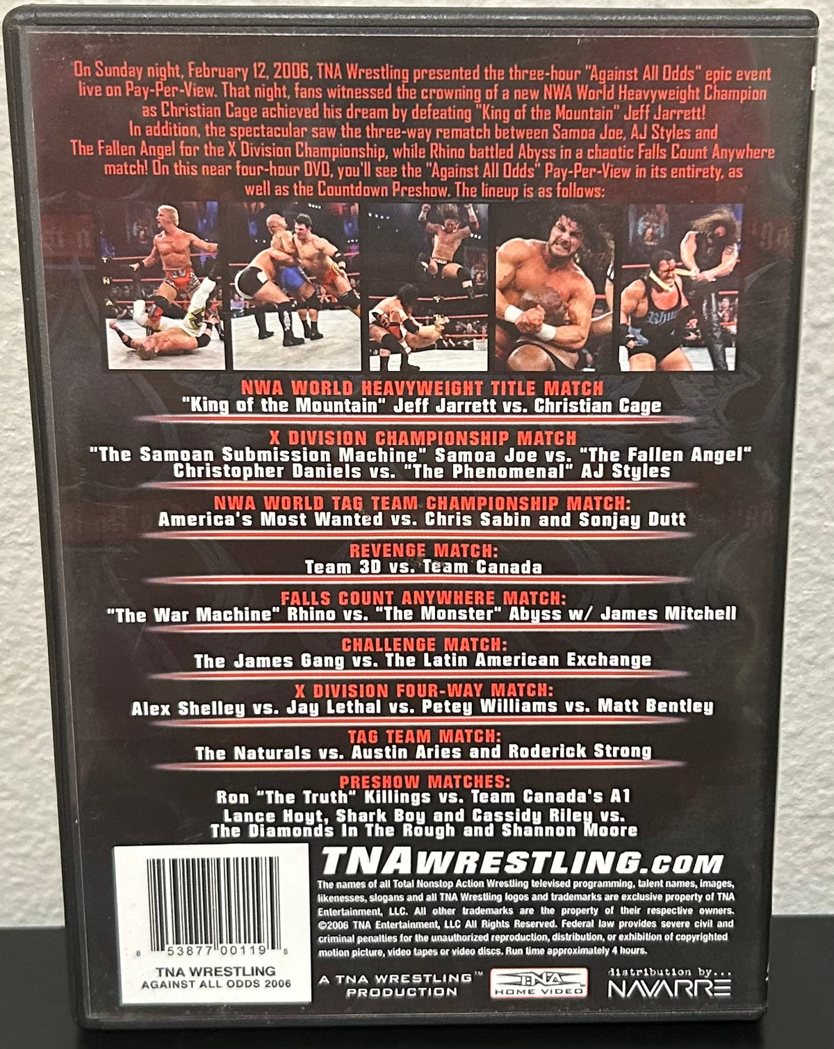 + TNA DVD “Against All Odds 2006” (AJ Styles, Samoa Joe, Team 3D & so much more)