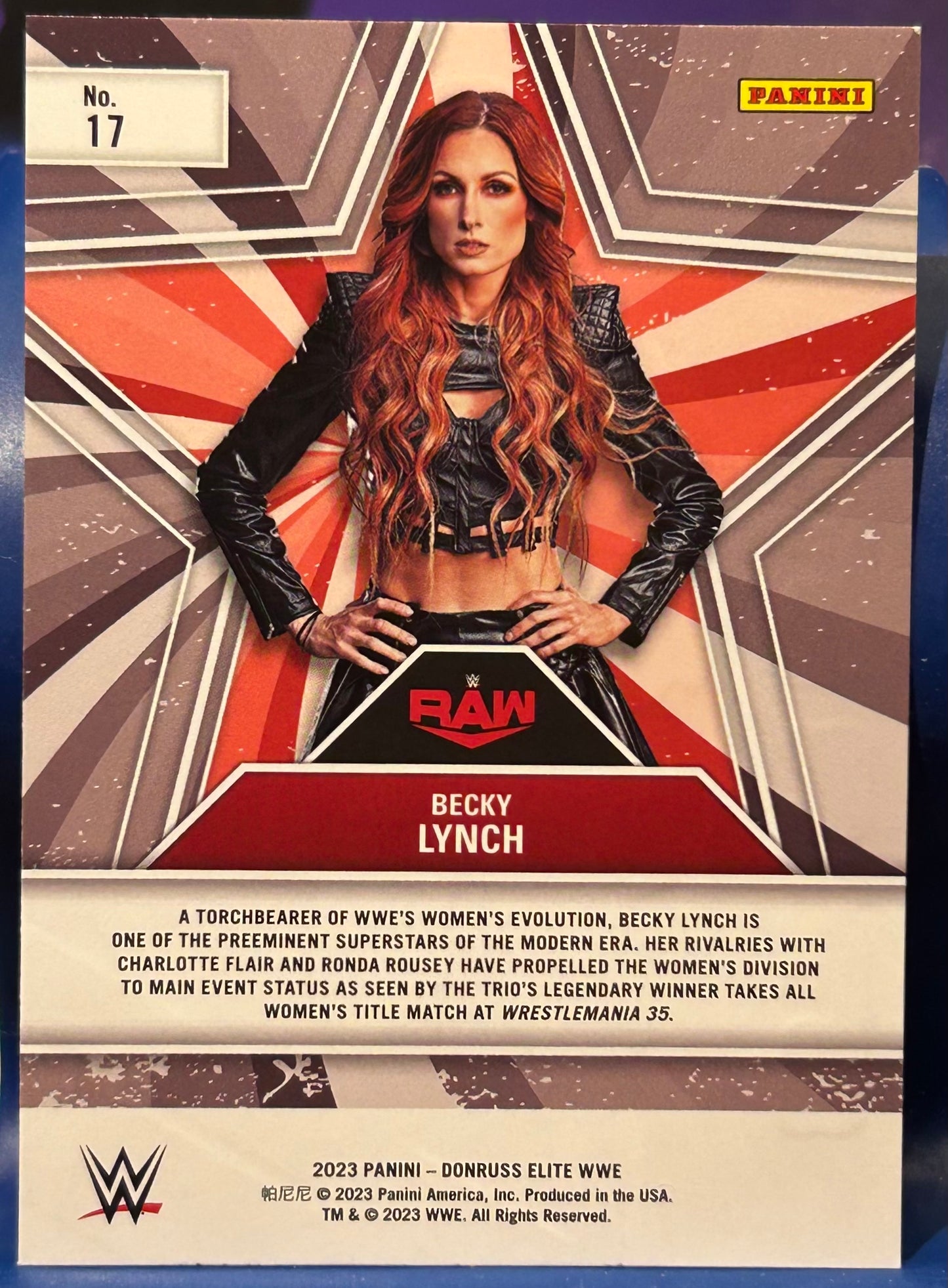 * Becky Lynch 2023 WWE Panini Donruss Elite “STAR STATUS” Green Parallel Insert Card