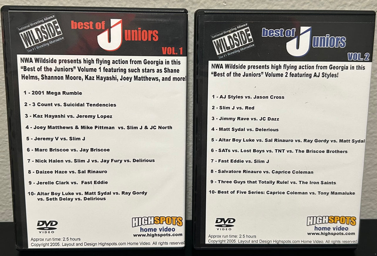 + NWA DVD’s “NWA Wildside, Best of Juniors Vol 1 and 2” (Briscoes, SAT, Amazing Red & so much more)