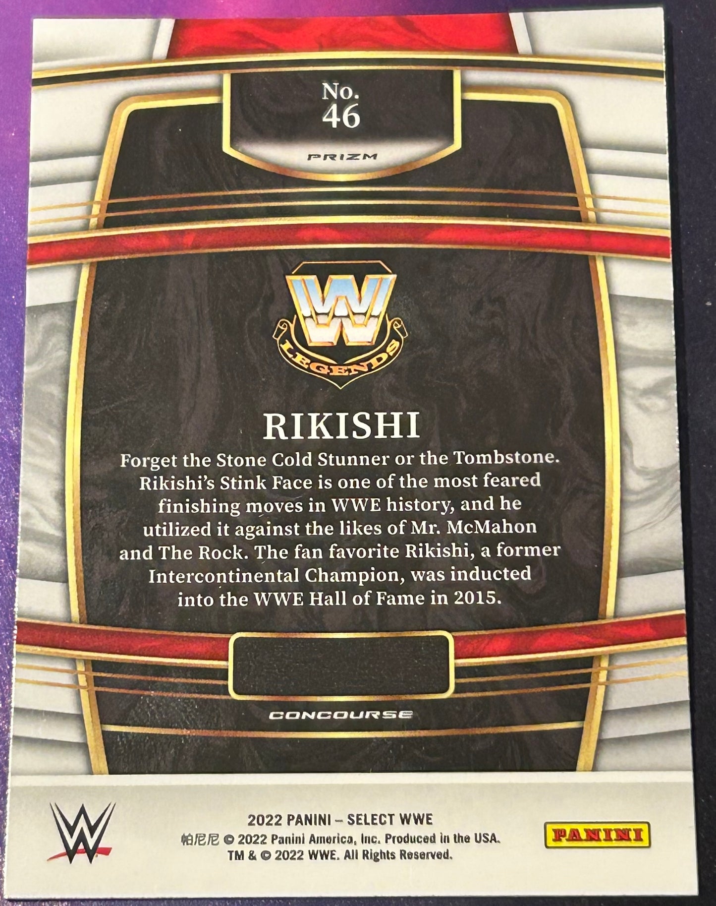* Rikishi 2022 WWE Panini Select Orange Concourse Prizm Refractor Card