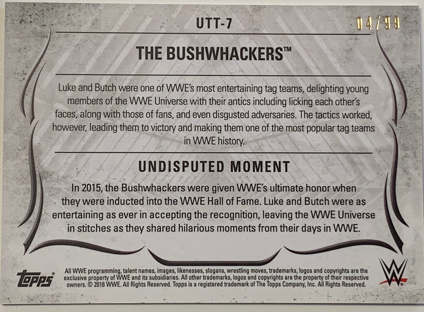 The Bushwackers WWE 2016 Topps Undisputed Tag Teams Bronze #4/99