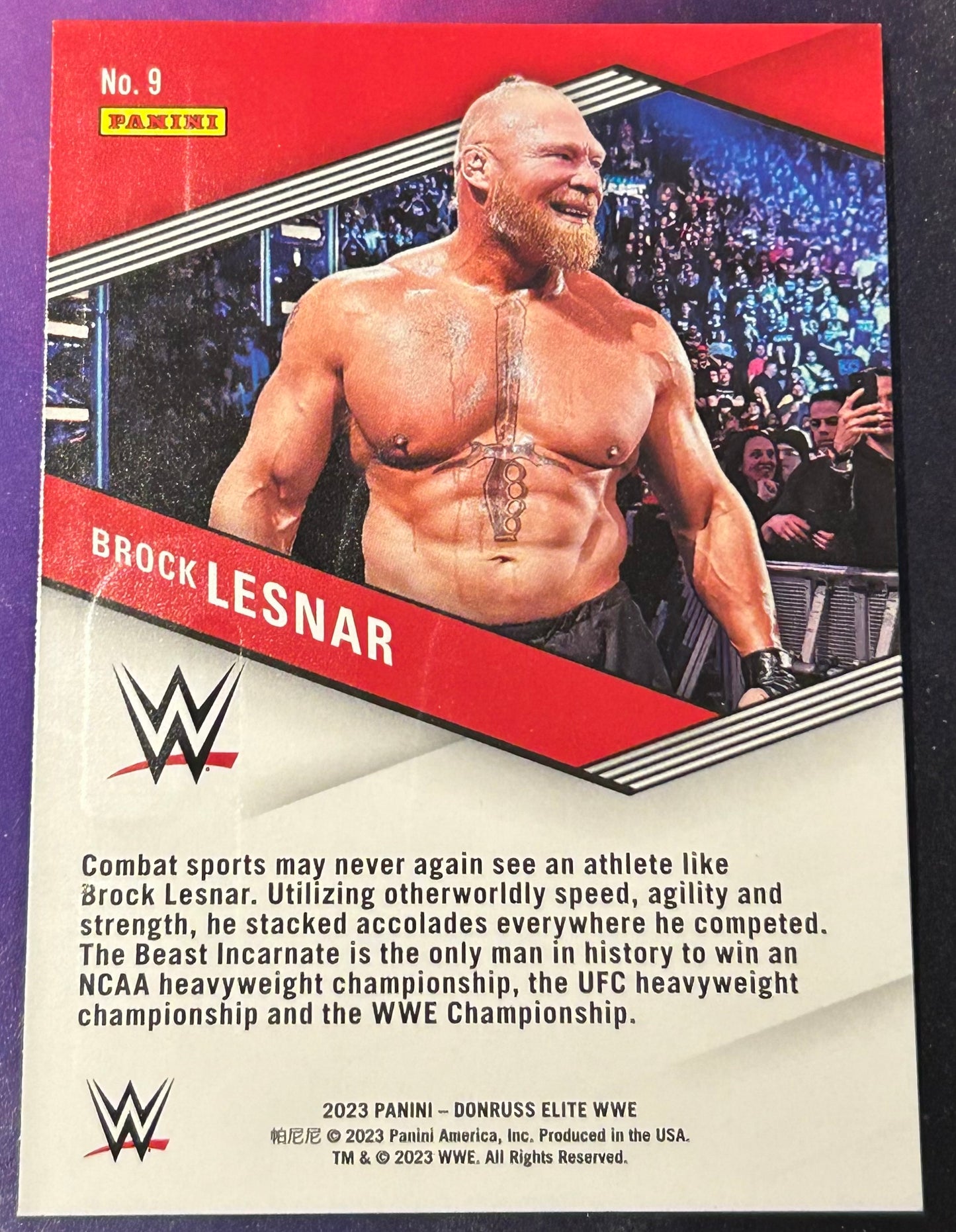 * Brock Lesnar 2023 WWE Panini Donruss Elite SPELLBOUND” “C” Green Parallel Card
