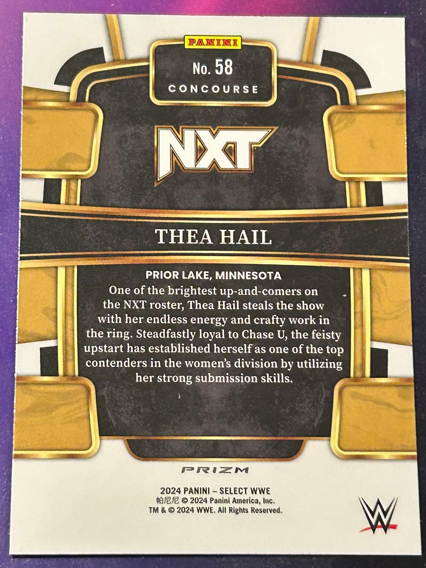 * Thea Hail 2024 WWE NXT Panini Select Orange Concourse Prizm Refractor Card
