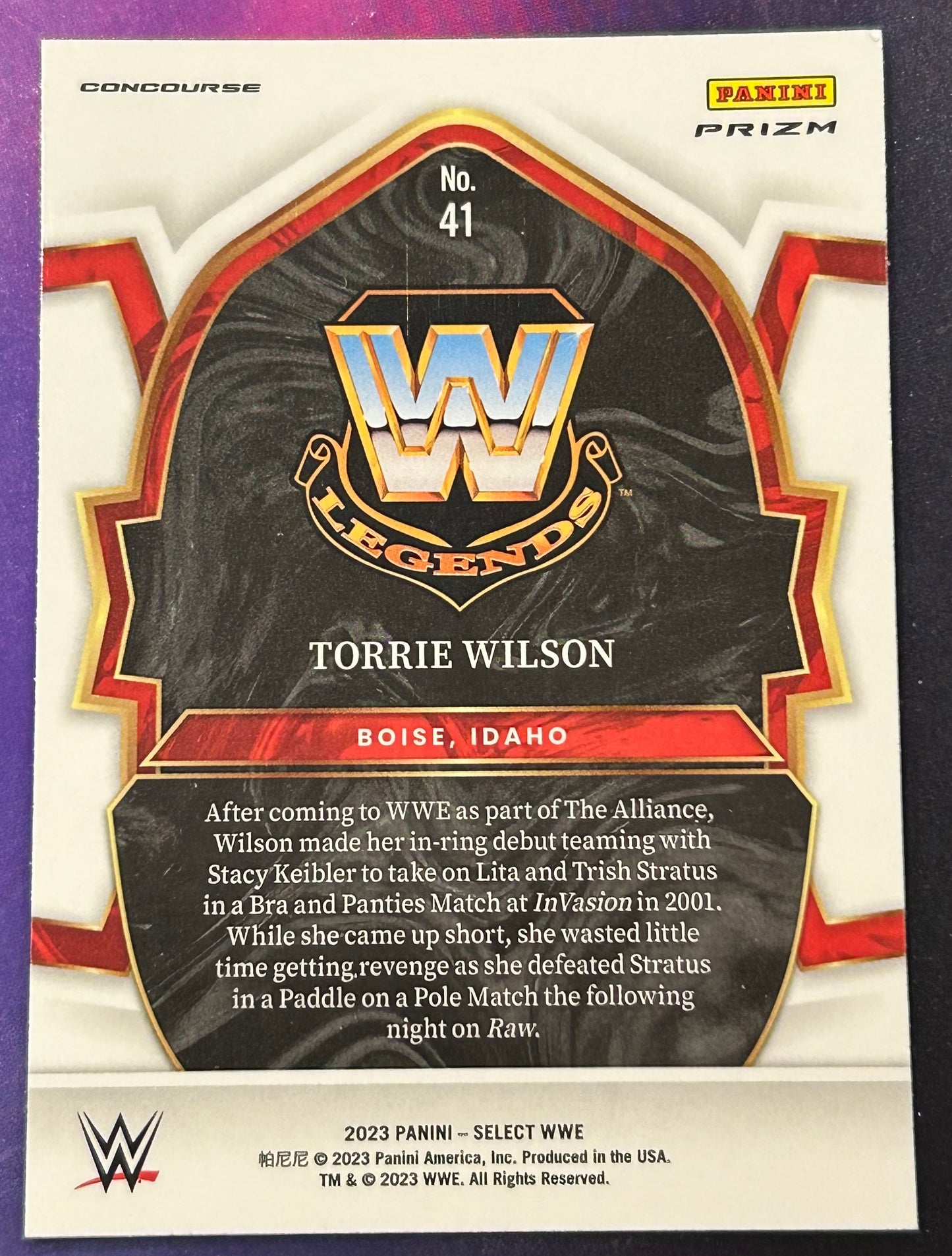* Torrie Wilson 2023 WWE Panini Select Orange Prizm Concourse Refractor Card