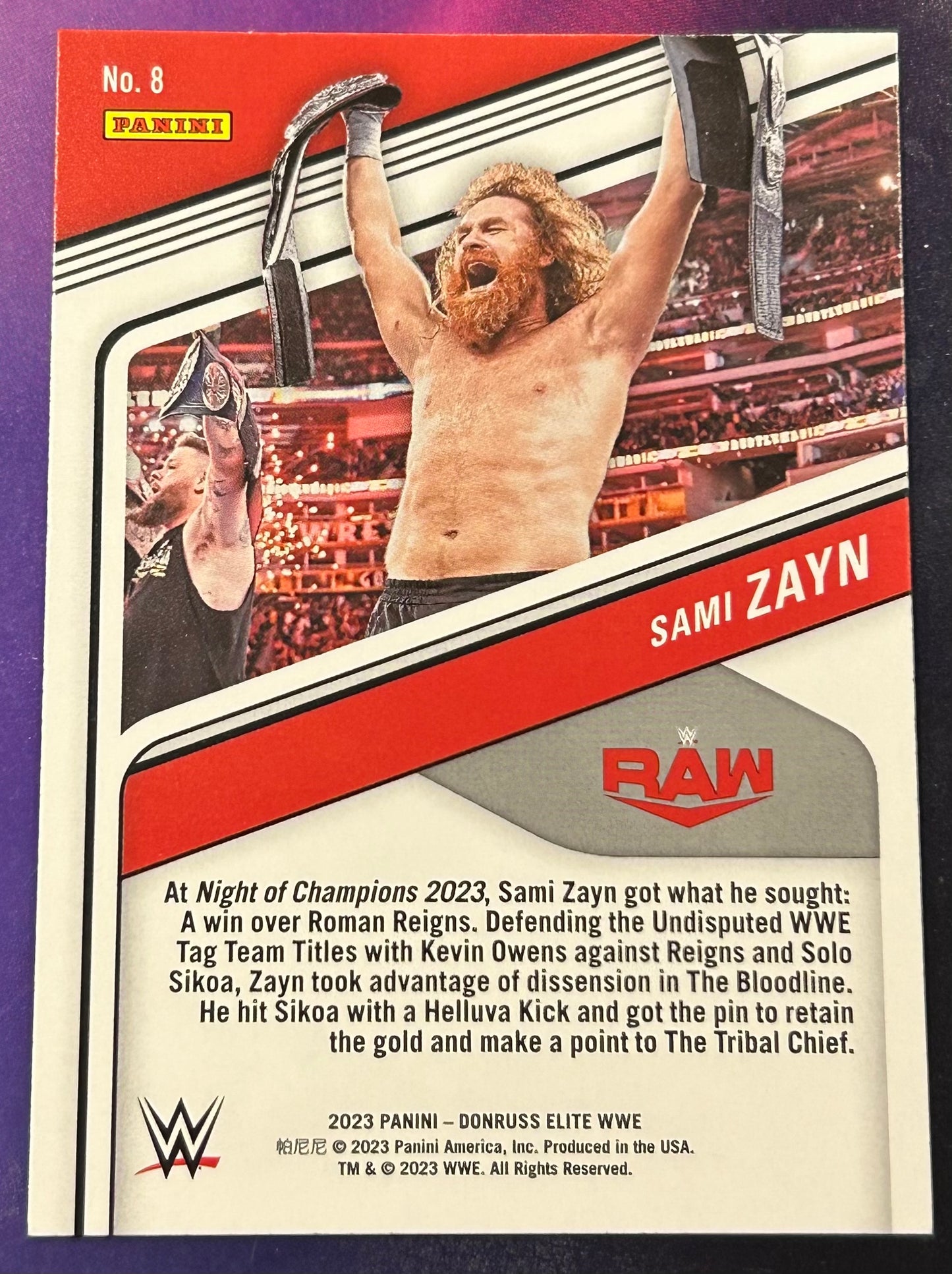 * Sami Zayn 2023 WWE Panini Donruss Elite RED PARALLEL Card