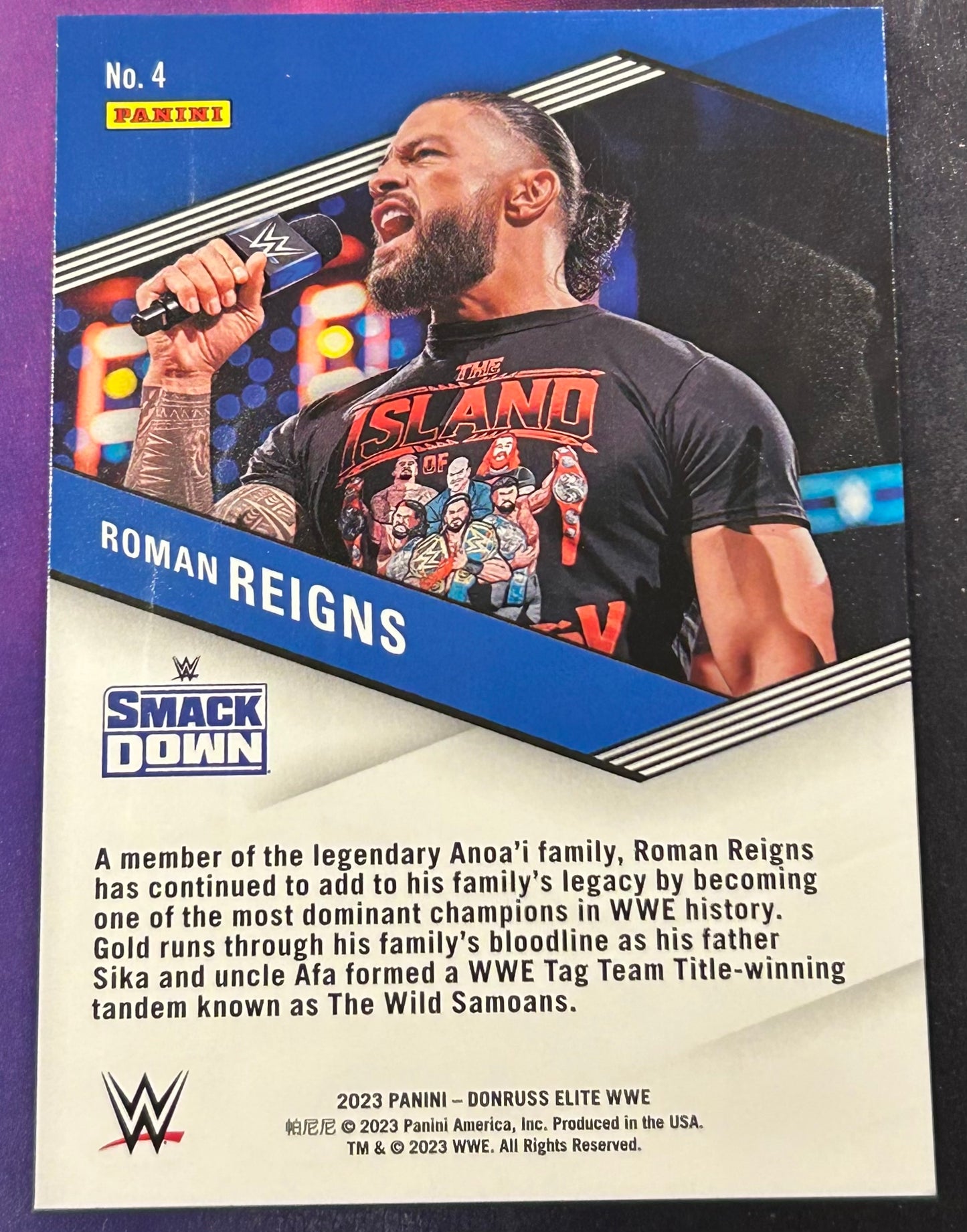 * Roman Reigns 2023 WWE Panini Donruss Elite SPELLBOUND ”A” Insert Card