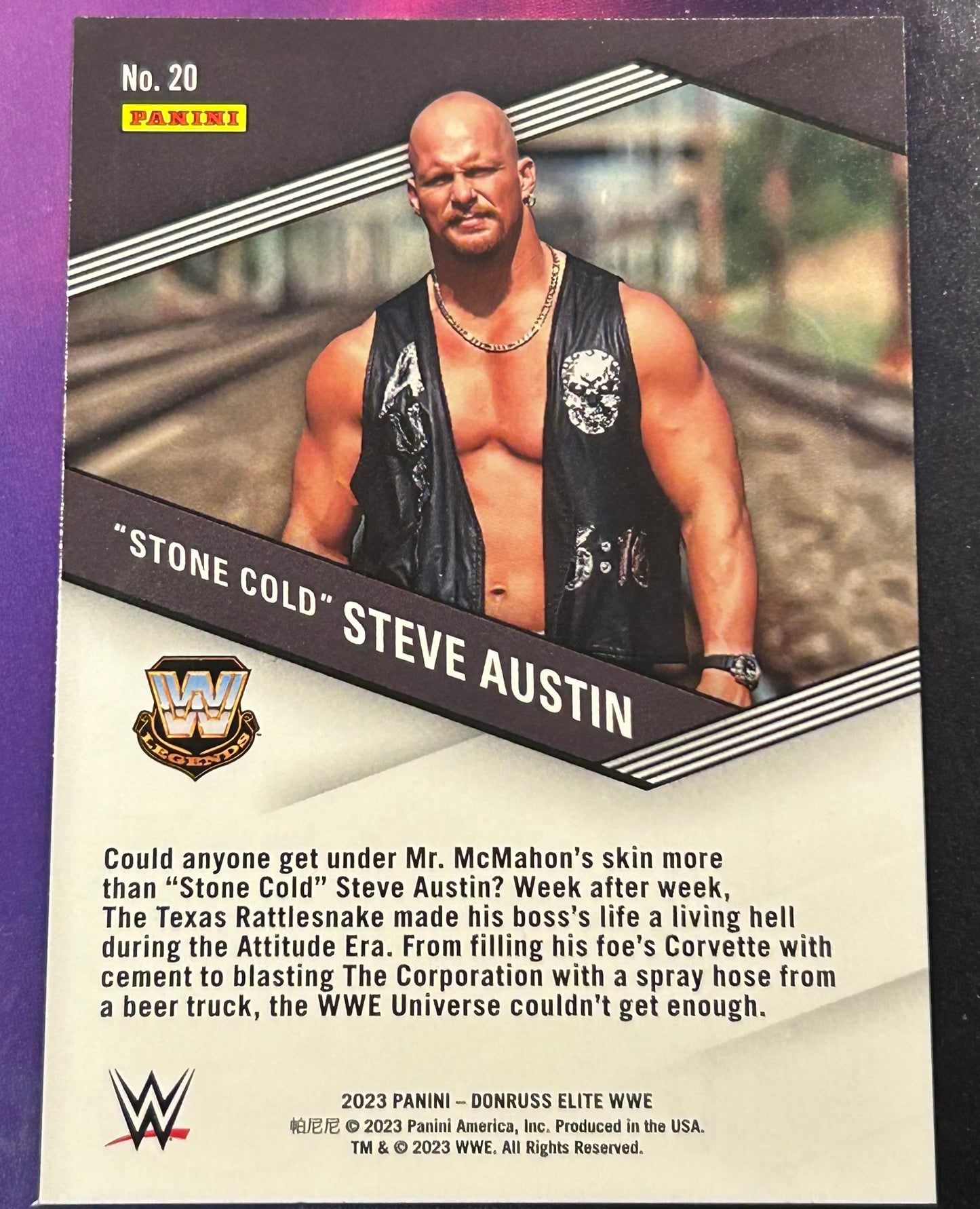 * Stone Cold Steve Austin 2023 WWE Panini Donruss Elite SPELLBOUND ”C” Green Parallel Insert Card