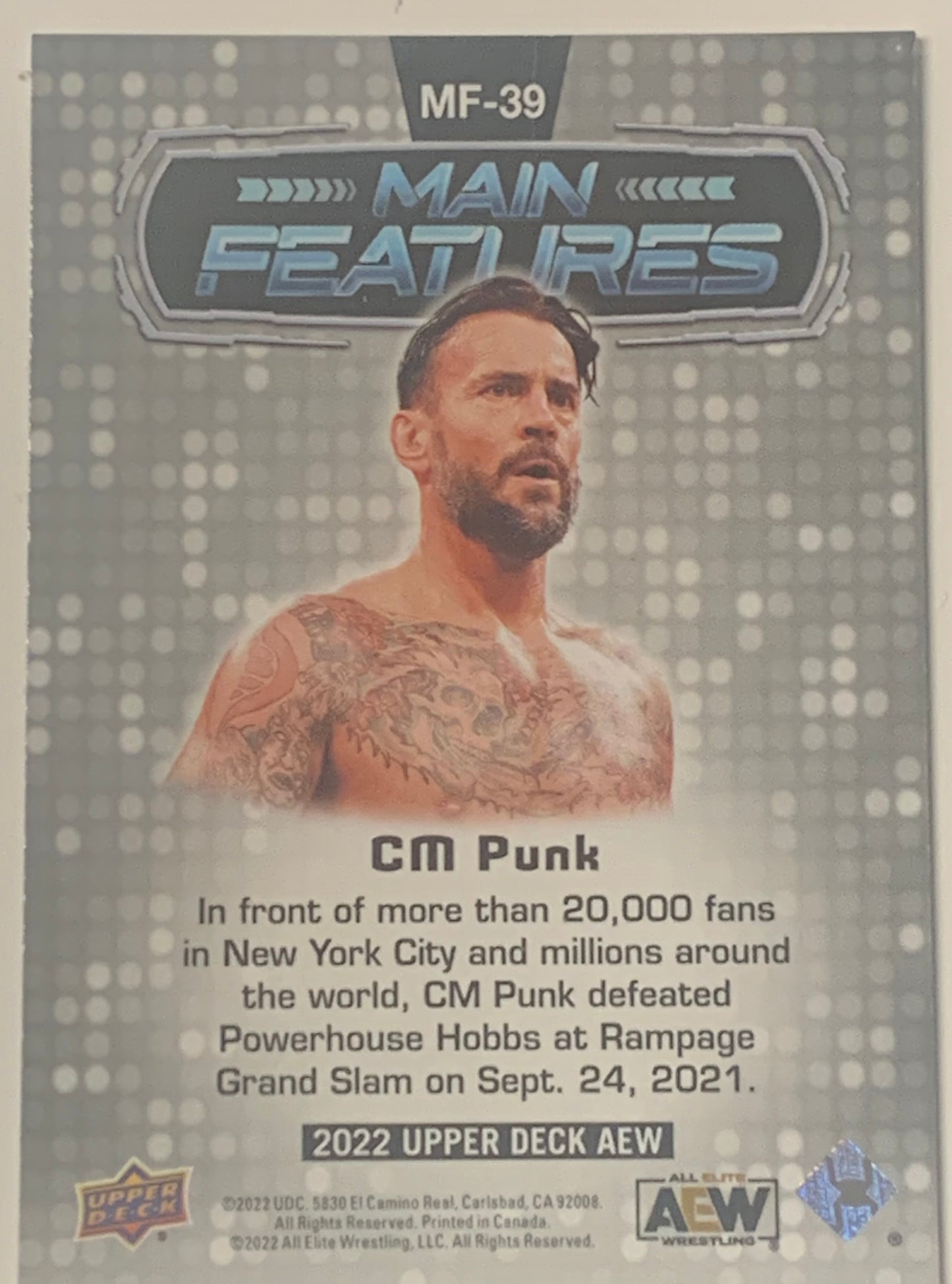 CM Punk 2022 AEW UD Upper Deck “Main Features” Card