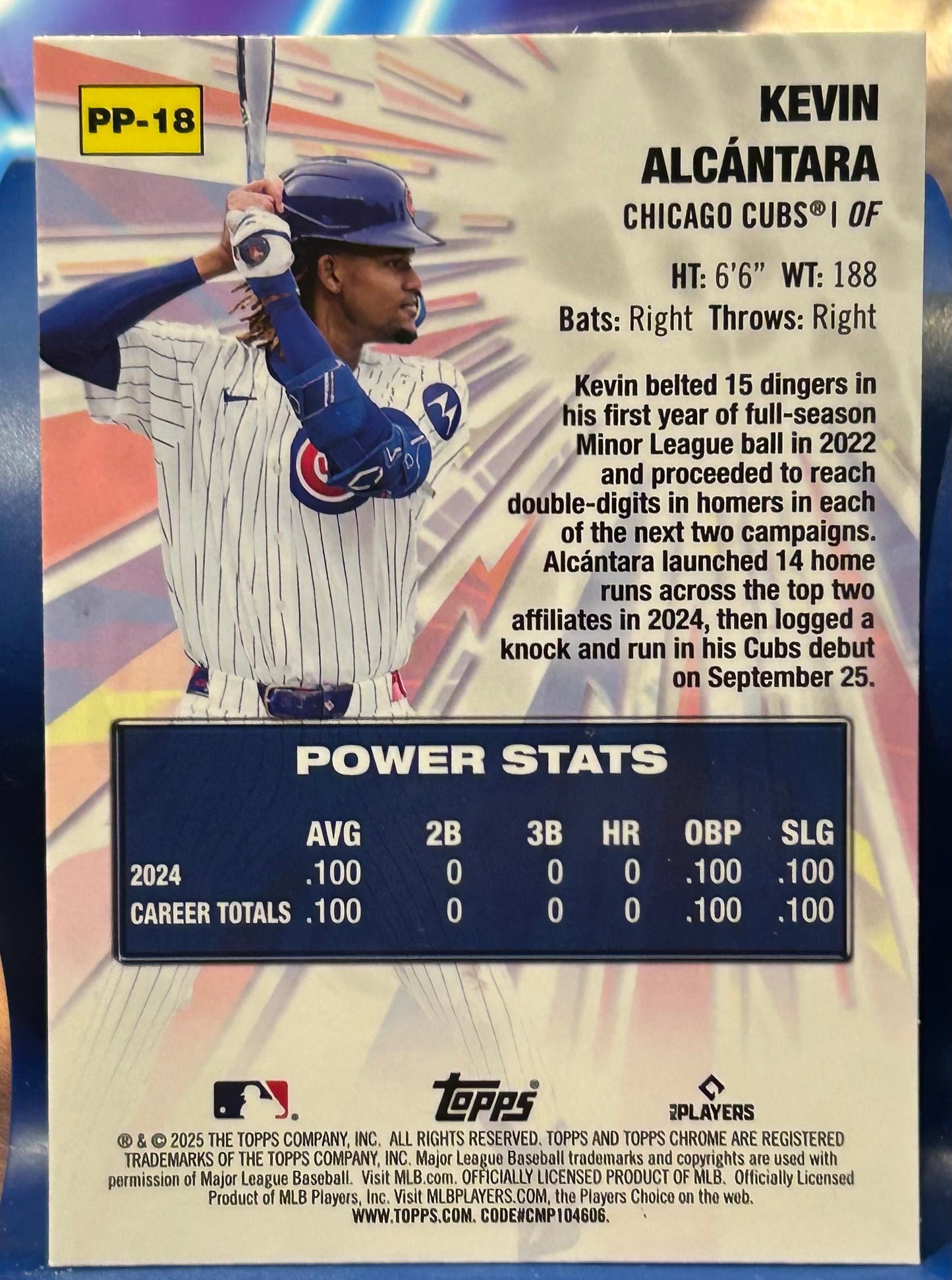 * Kevin Alcantara 2025 Topps Chrome “Power Players” Insert Rookie Card (Chicago Cubs)