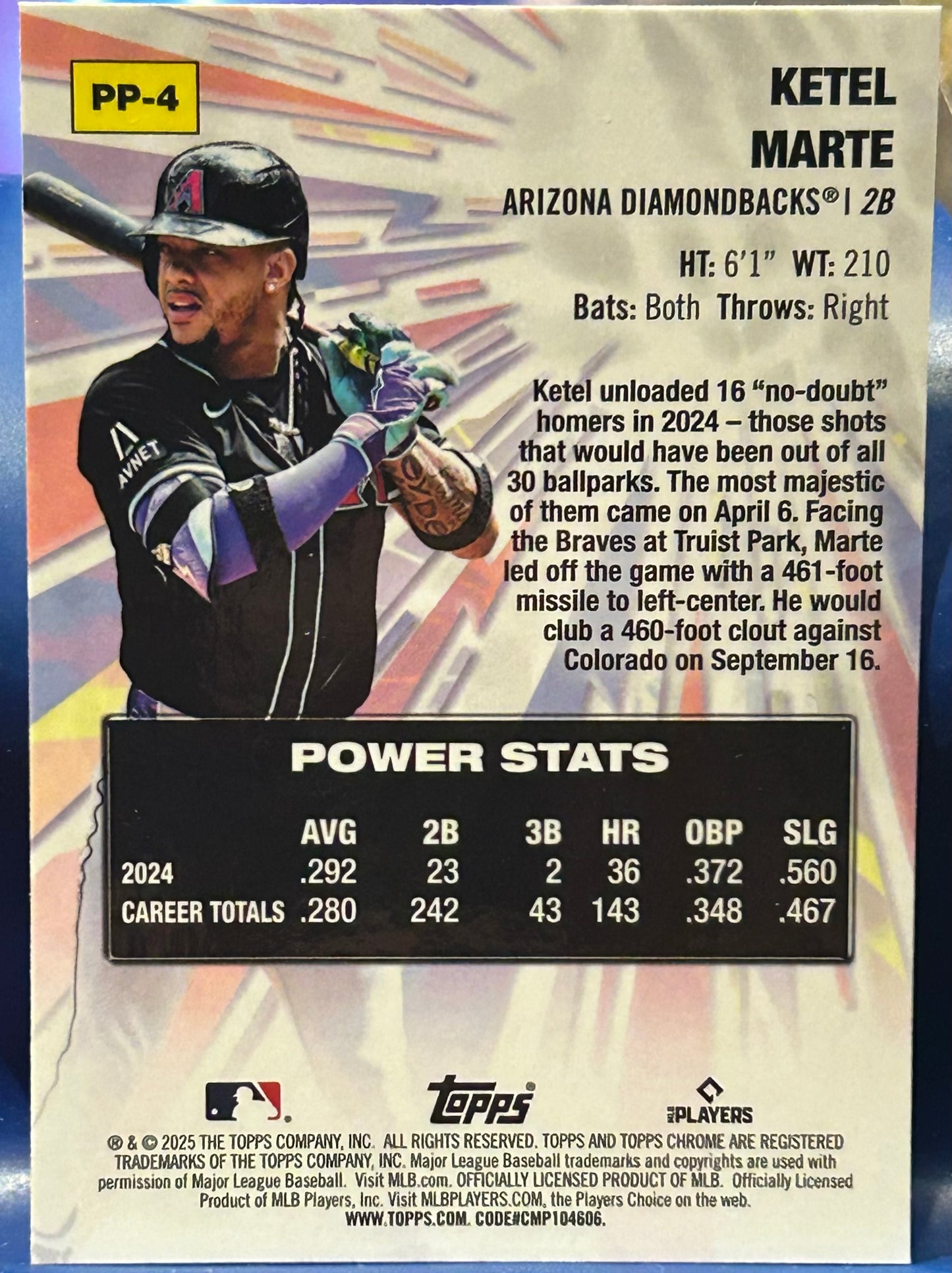 * Ketel Marte 2025 Topps Chrome “Power Players” Insert Card (Arizona Diamondbacks)