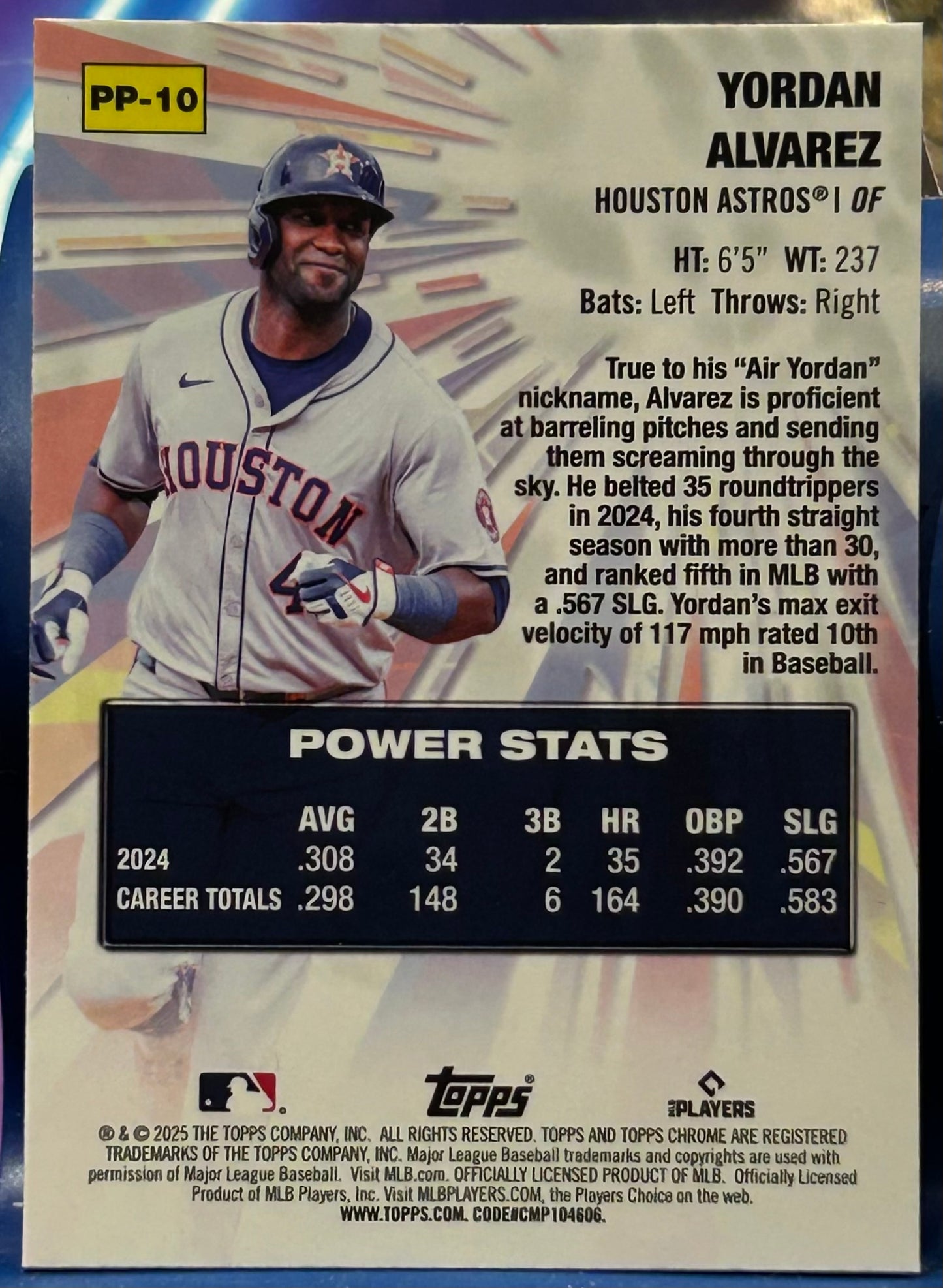 * Yordan Alvarez 2025 Topps Chrome “Power Players” Insert Card (Houston Astros)