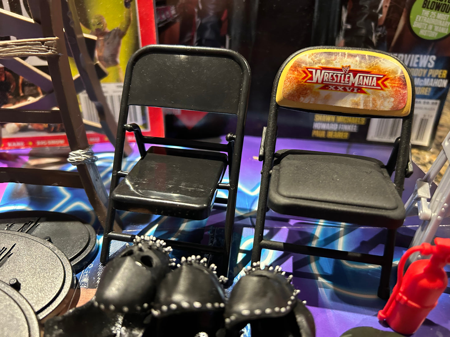 * WWE HUGE Accessory Lot (Chairs, Hats, Masks, Weapons & more)