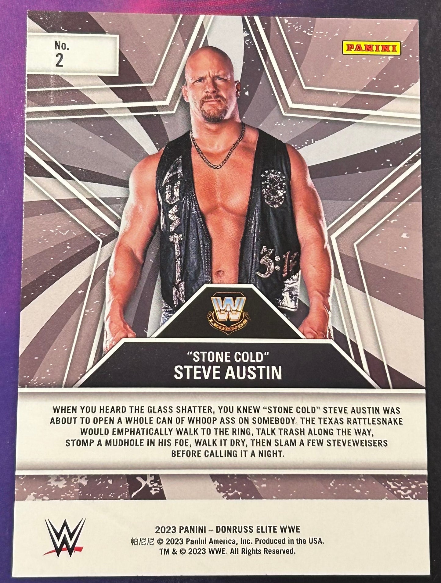 * Stone Cold Steve Austin 2023 WWE Panini Donruss Elite “STAR STATUS” Insert Card