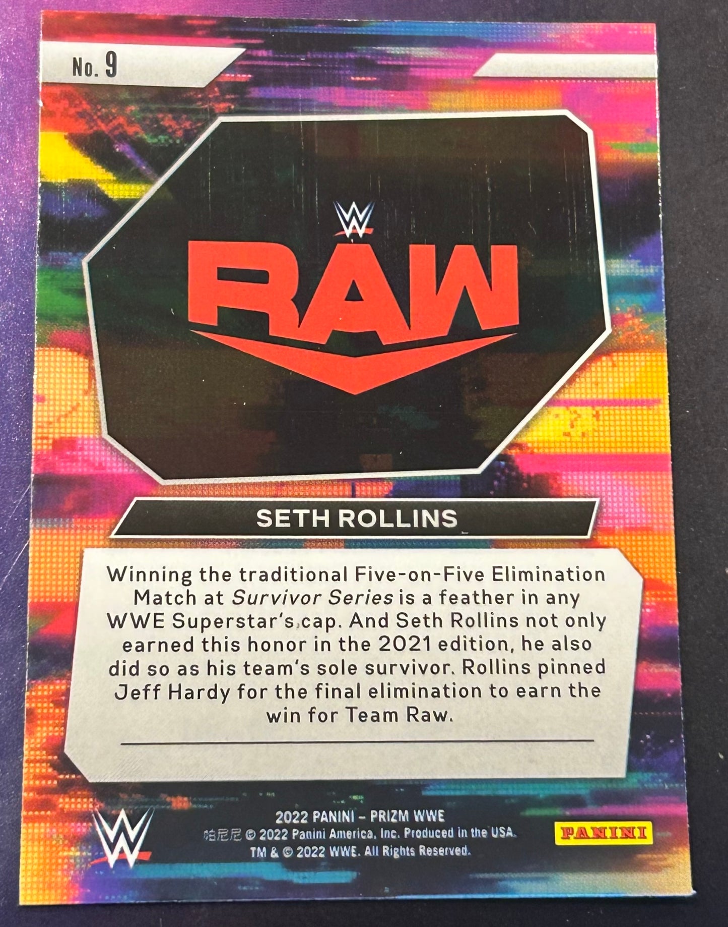 * Seth Rollins 2022 WWE Panini Prizm “Next Level” Insert Card