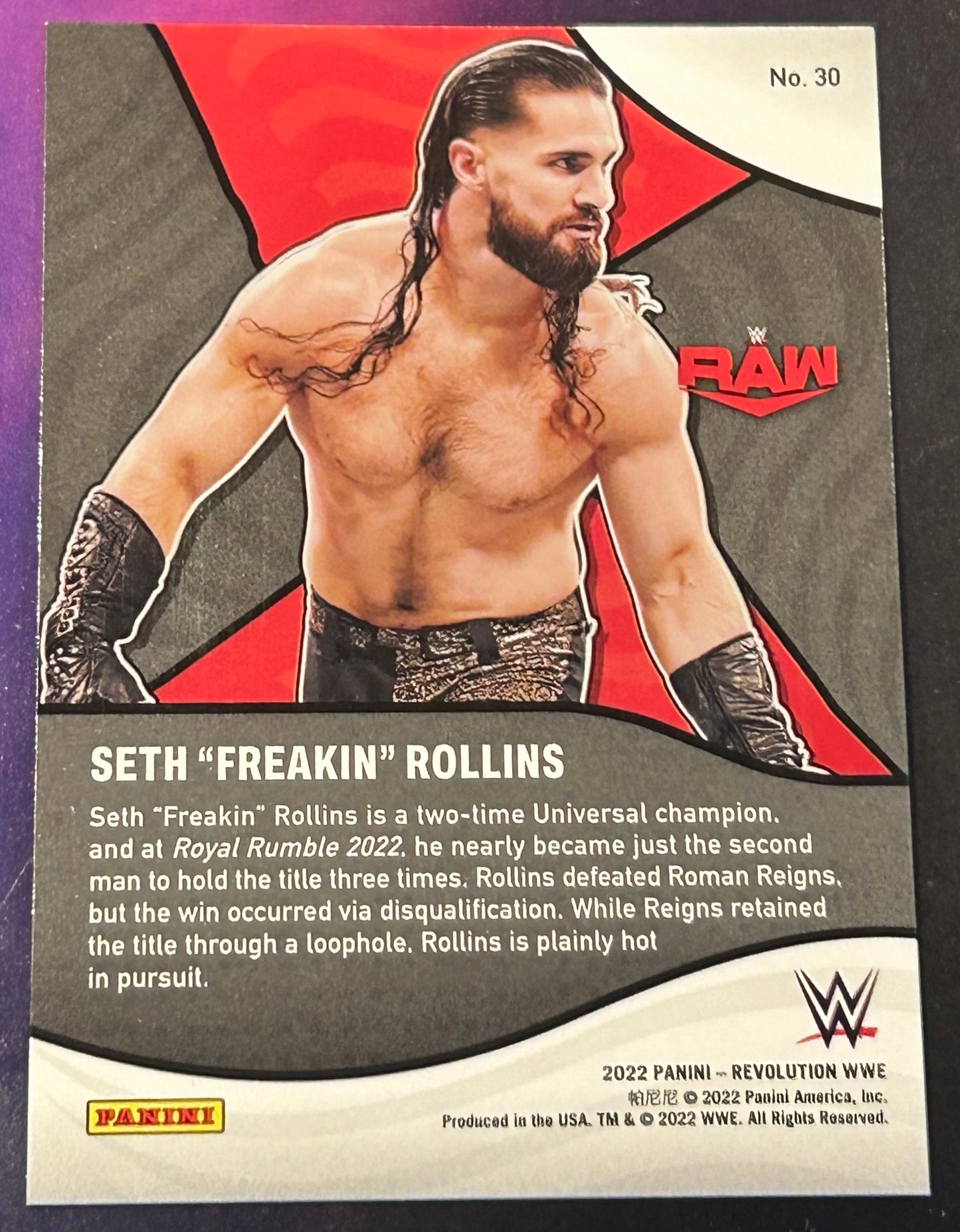 * Seth Rollins 2022 WWE Panini Prizm “Fearless” Insert Card
