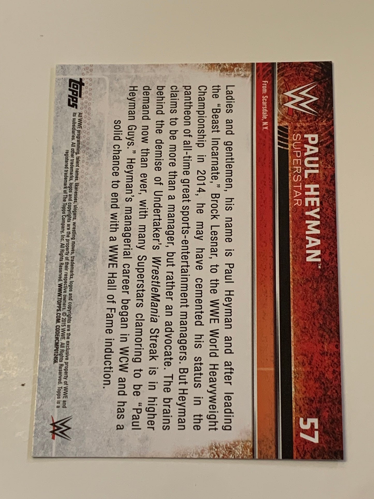 Paul Heyman 2015 WWE Topps