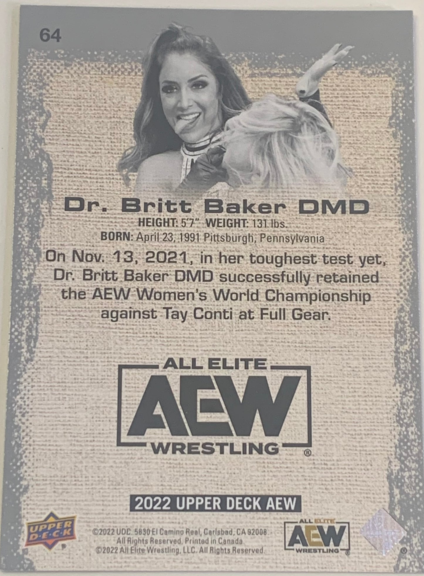 Britt Baker 2022 AEW UD Upper Deck Card
