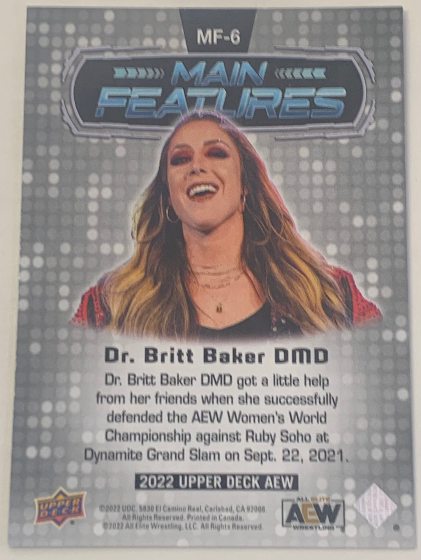 Britt Baker 2022 AEW UD Upper Deck Main Features Card