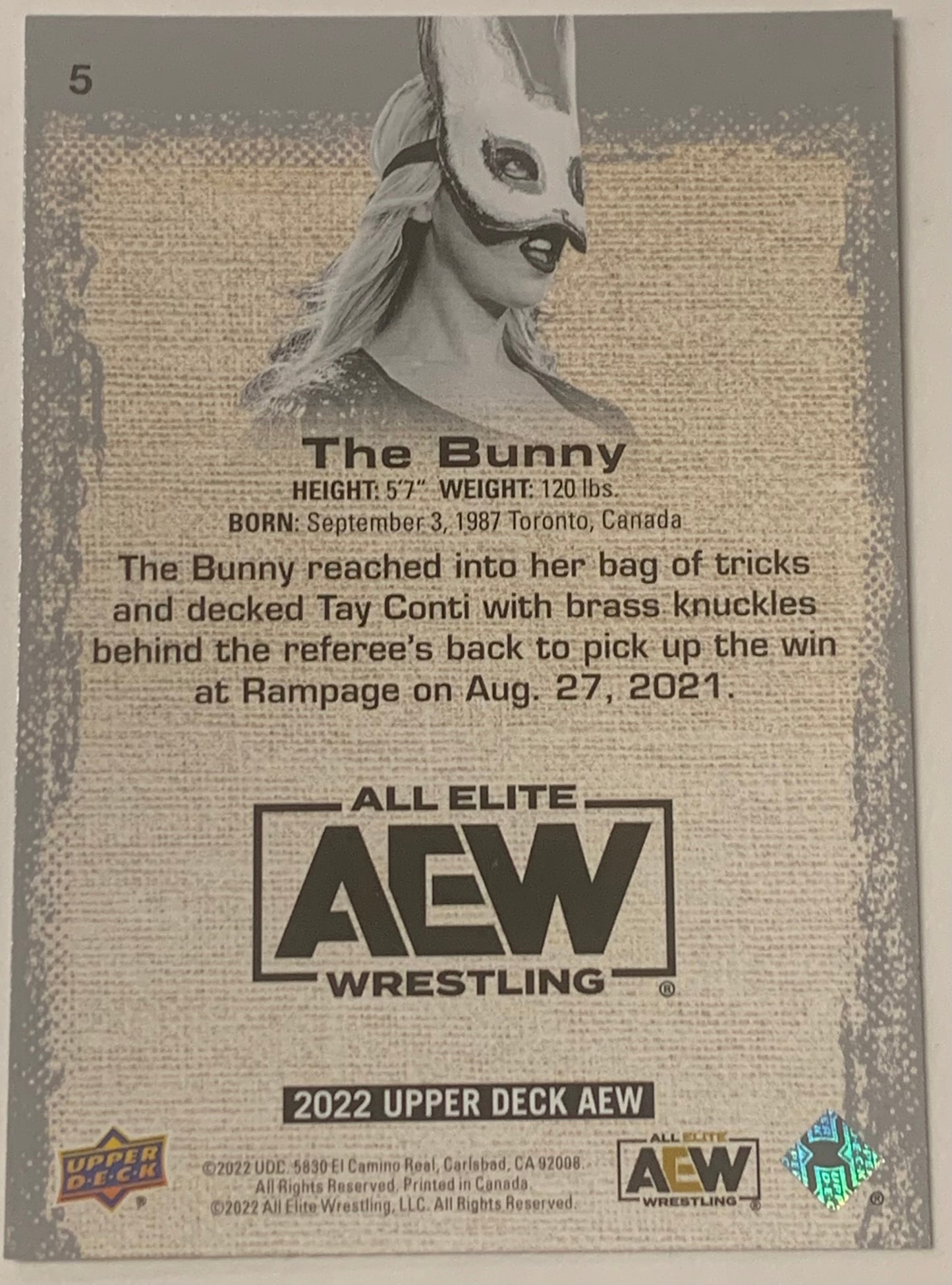 The Bunny 2022 AEW UD Upper Deck Card