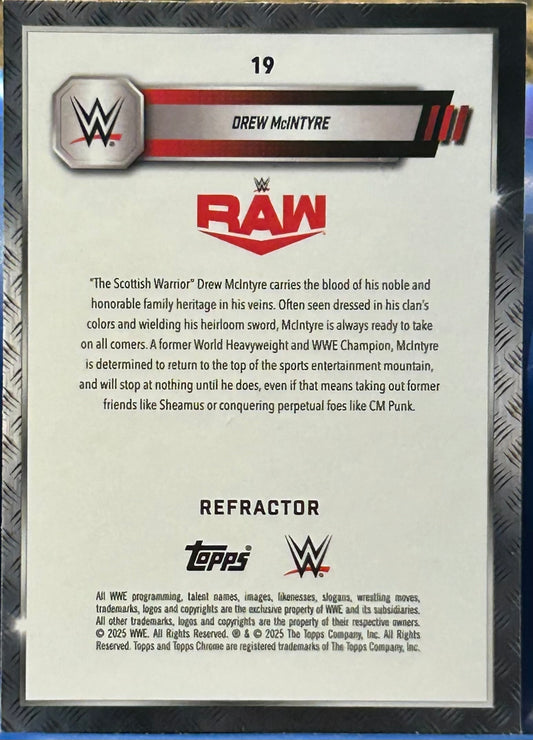 * Drew McIntyre 2025 WWE Topps Chrome Refractor Card