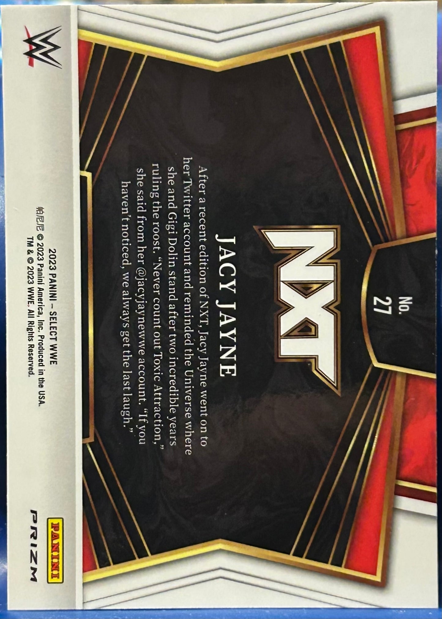 * Jacy Jayne 2023 Select Silver Flash Prizm Refractor Card NXT