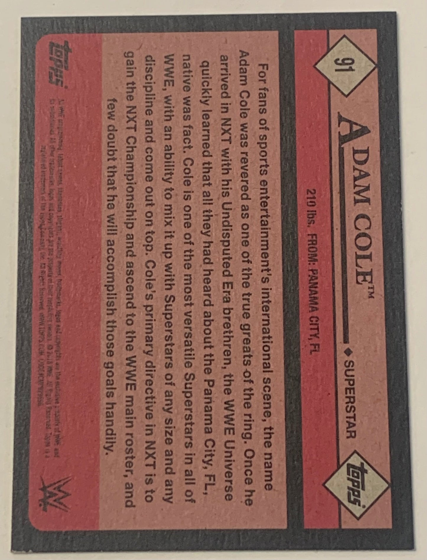 Adam Cole 2018 WWE Topps Heritage NXT Future Stars Card