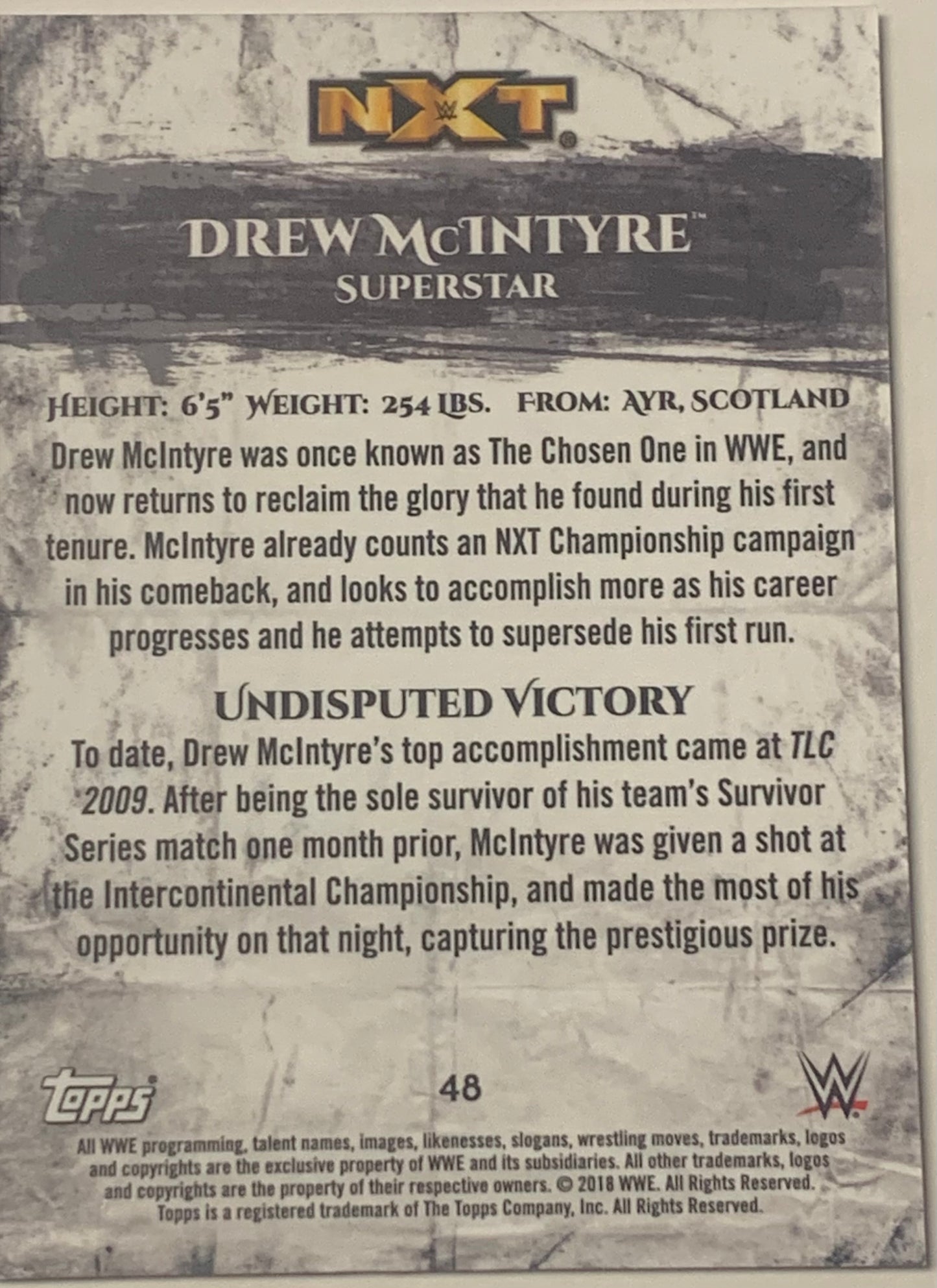 Drew McIntyre 2018 WWE NXT Topps Undisputed Card #13/25 (Only 25 Made)