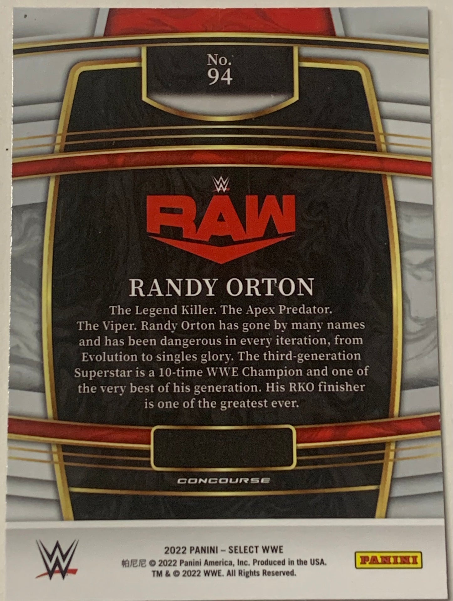 Randy Orton 2022 WWE Panini Select Card