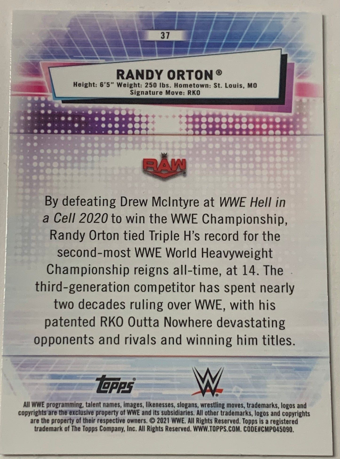 Randy Orton 2021 WWE Topps Chrome Card