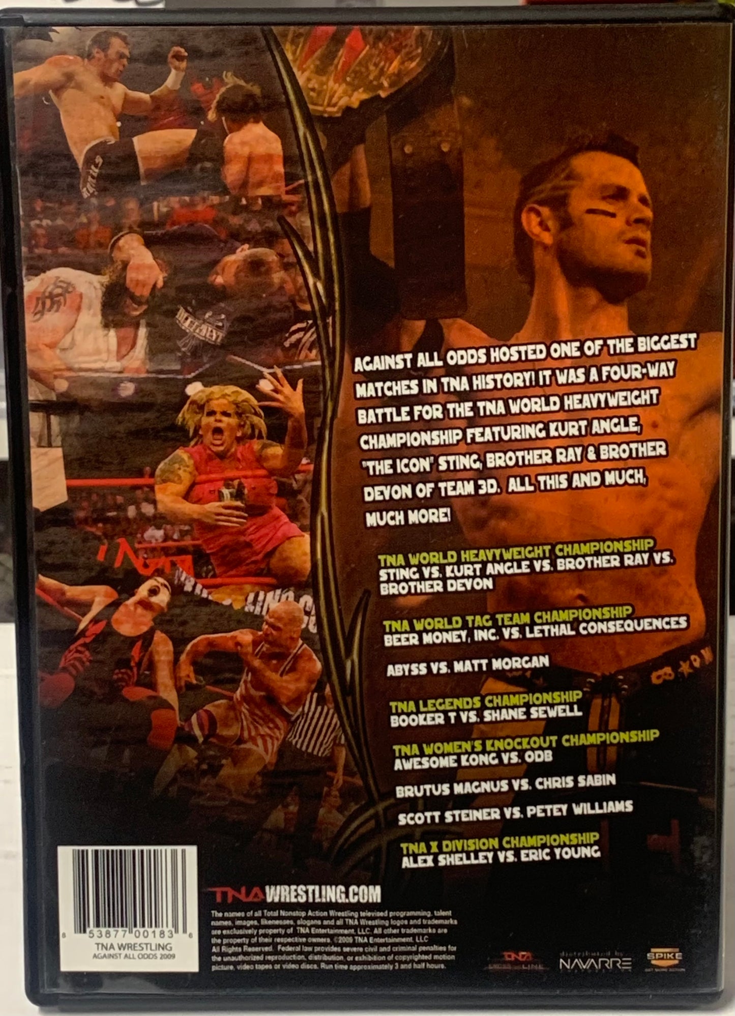 TNA DVD “Against All Odds” 2009 Sting, Angle, Team 3D, Booker T