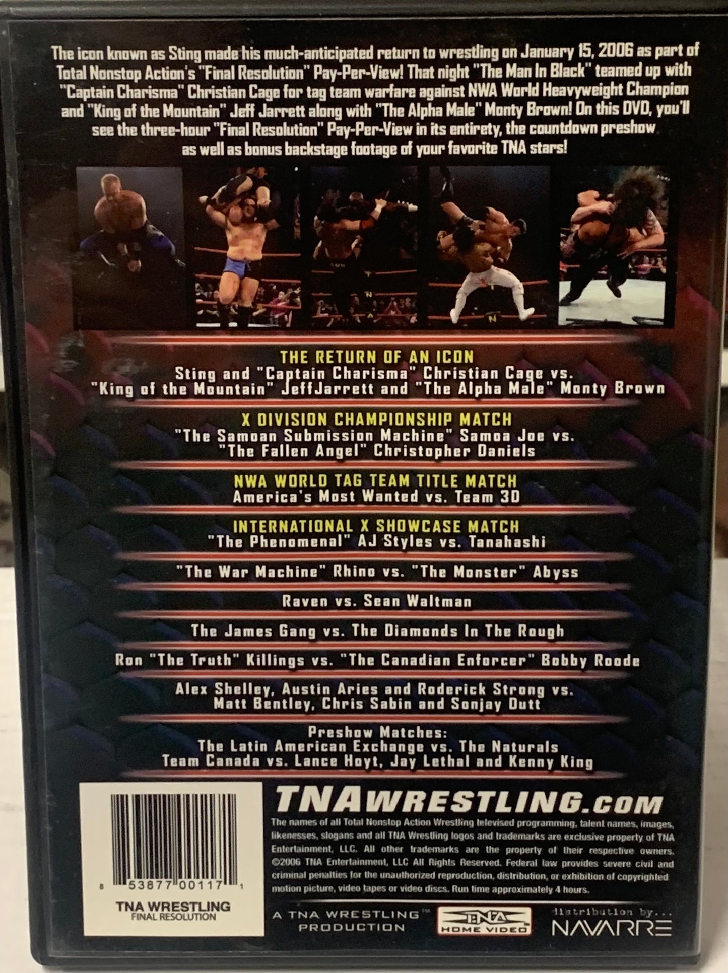 TNA DVD “Final Resolution 2006” (Sting, Christian, Samoa Joe, Christopher Daniels)