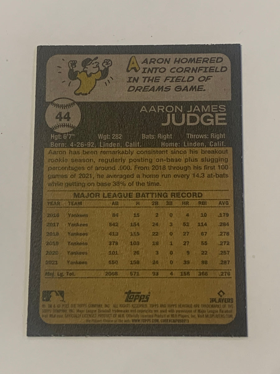  2022 Topps Heritage #44 Aaron Judge New York Yankees