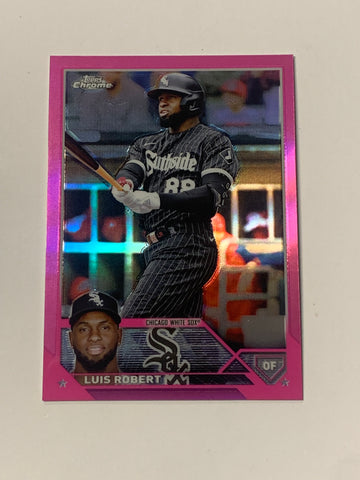 Luis Robert 2023 Topps Chrome Pink Refractor Card White Sox