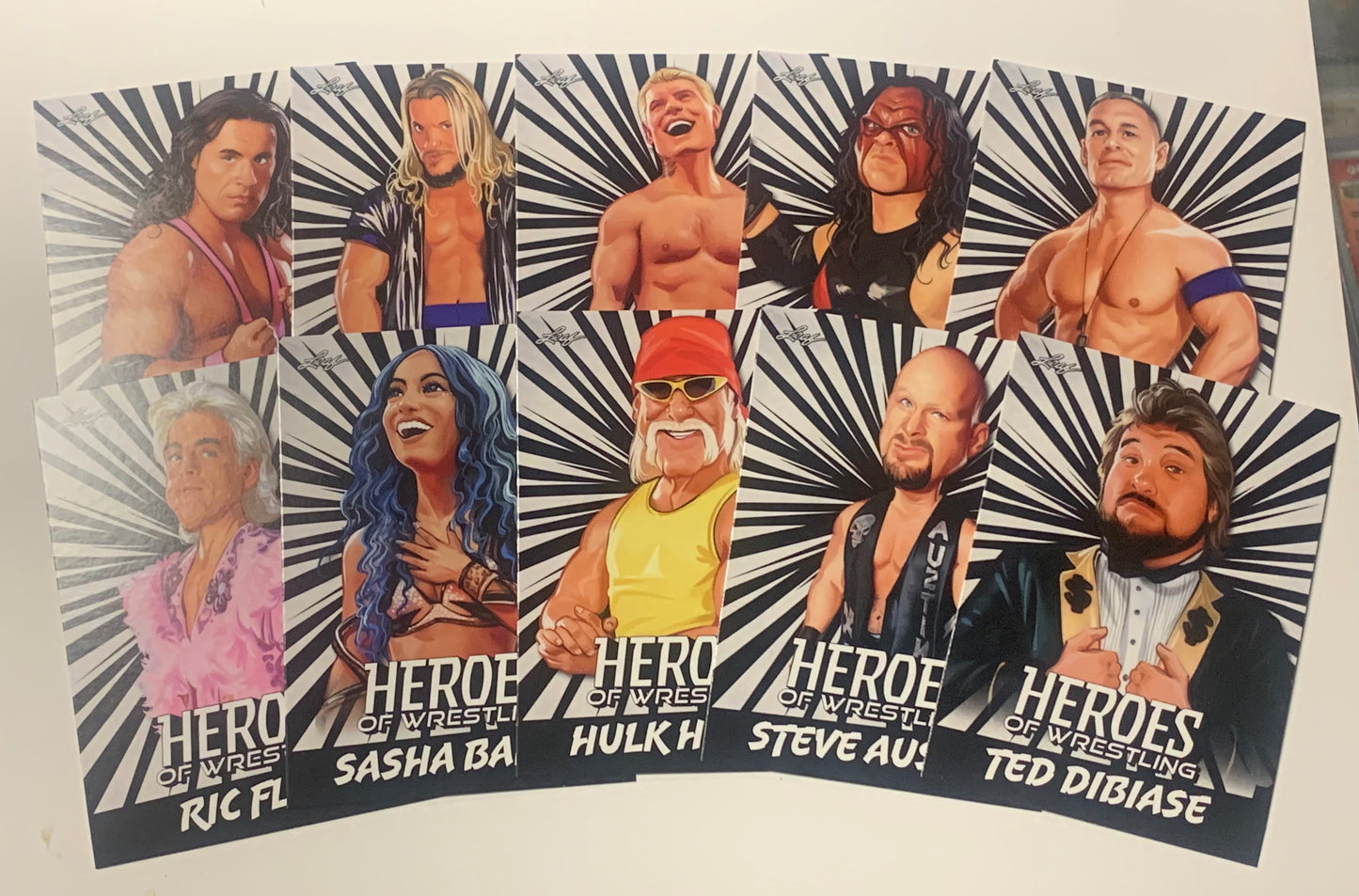 2023 Leaf Lot of 10 Wrestling Cards Hogan Cena Austin + more