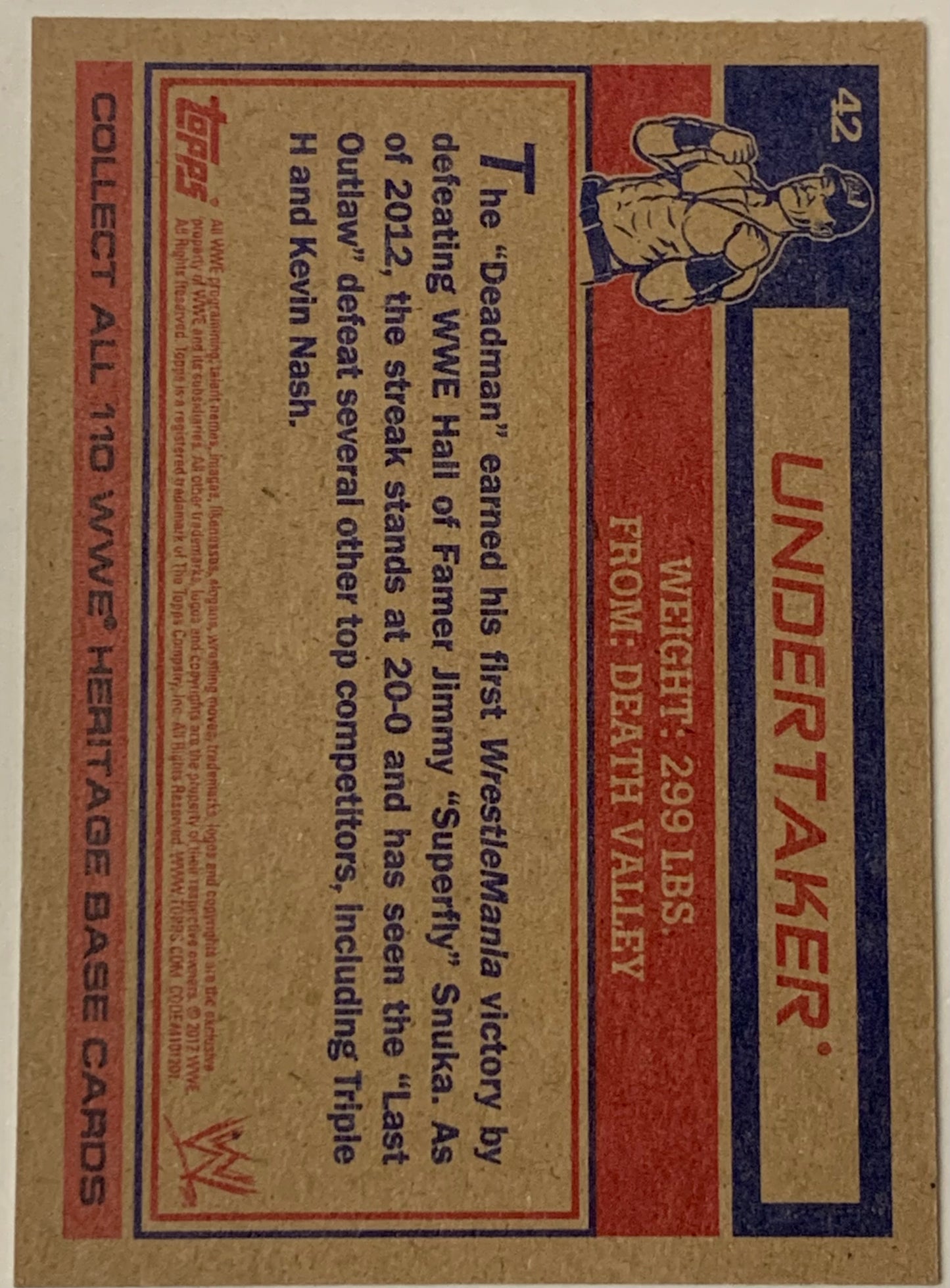 Undertaker 2012 WWE Topps Heritage Card