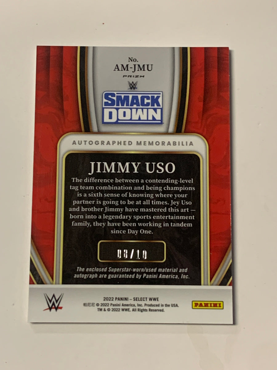 Jimmy Uso 2022 WWE Select Gold Autographed Memorabilia Prizm Auto