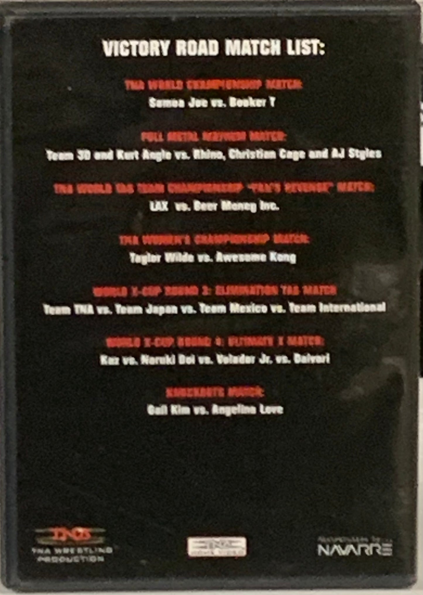 TNA DVD “Victory Road 2008” (Samoa Joe, Booker T, Team 3D, Angle & so much more)