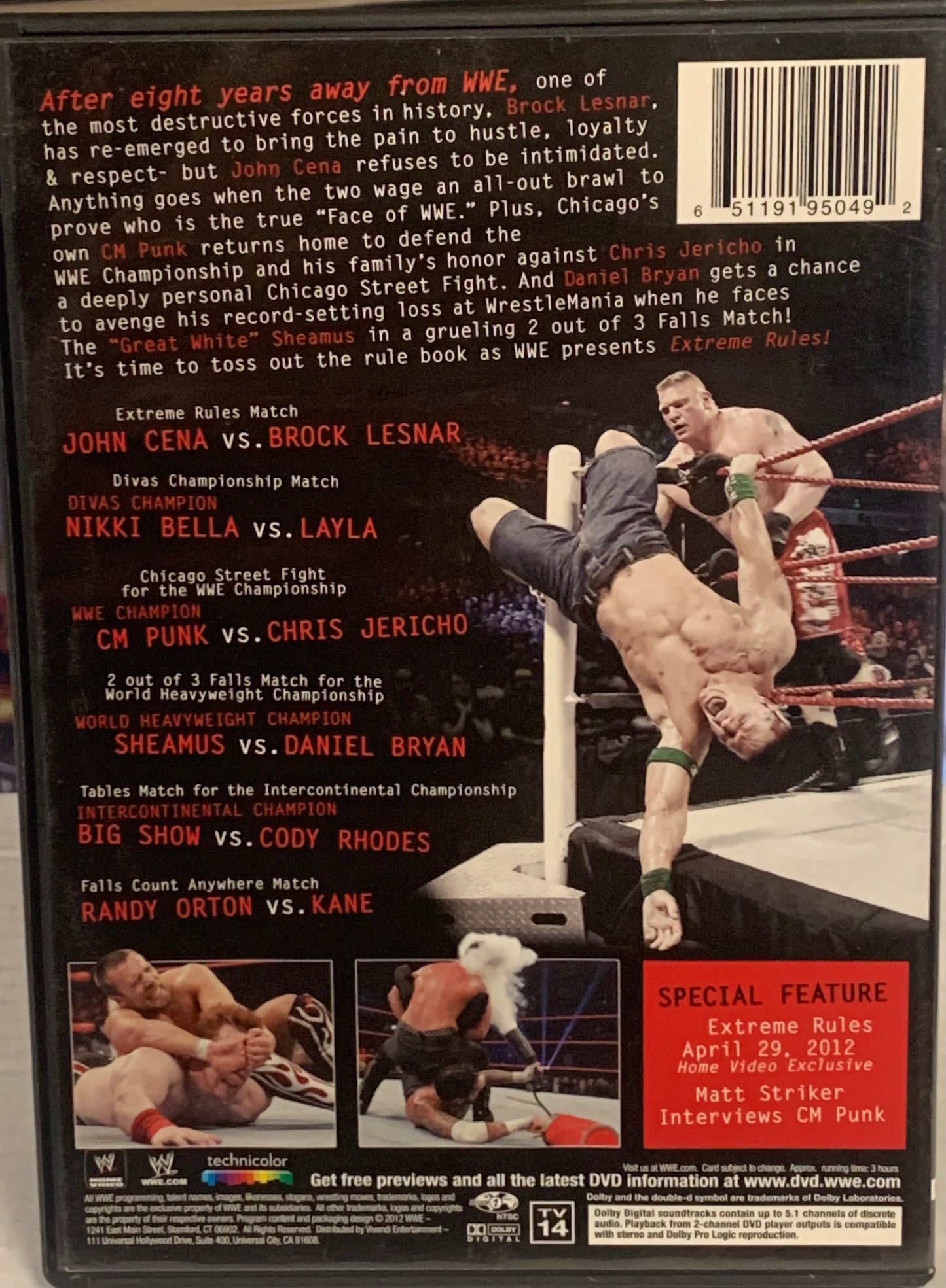 WWE DVD “Extreme Rules 2012” (Brock Lesnar, John Cena, CM Punk, Jericho & so much more)