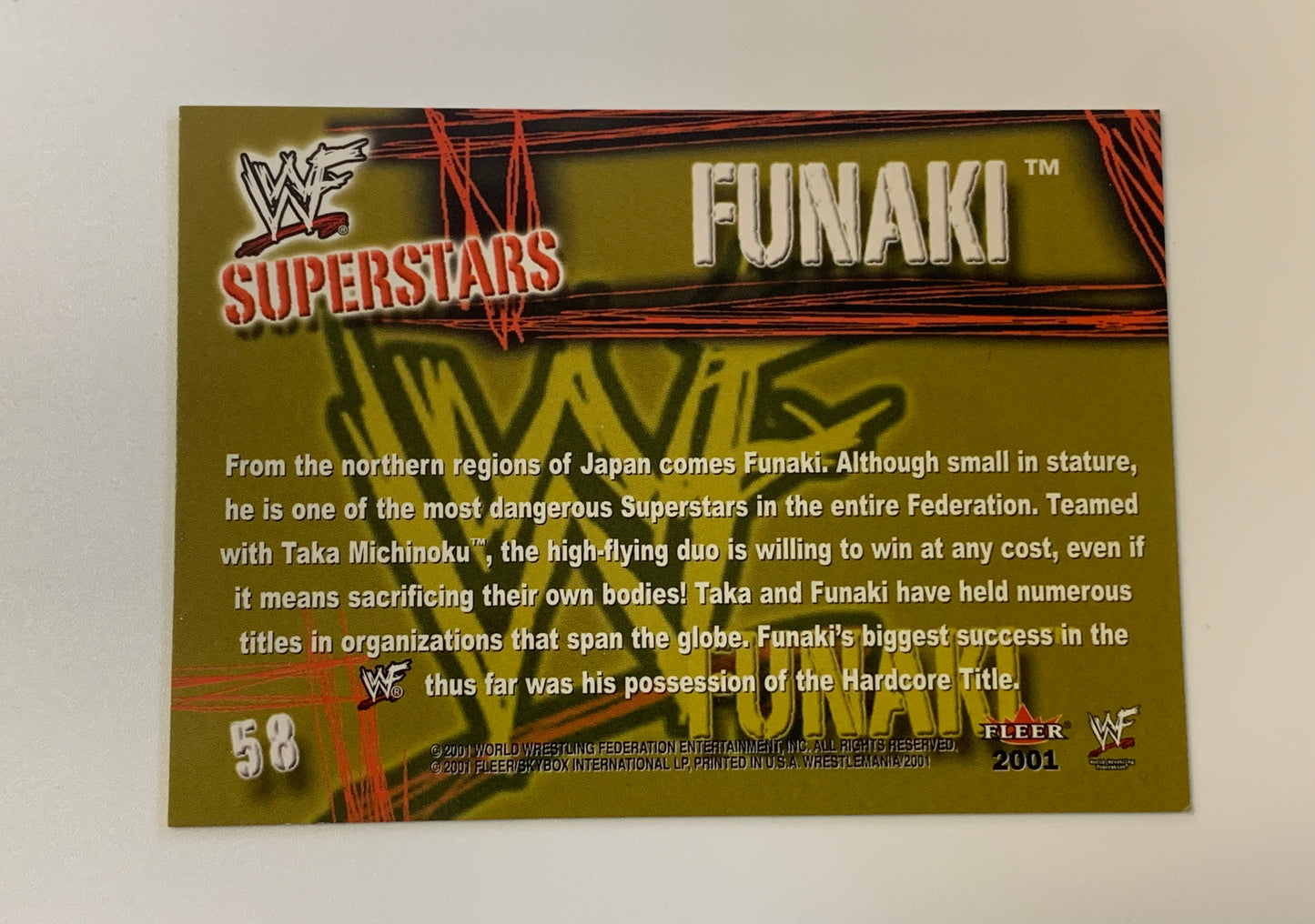 Funaki SIGNED 2001 WWE Fleer COA