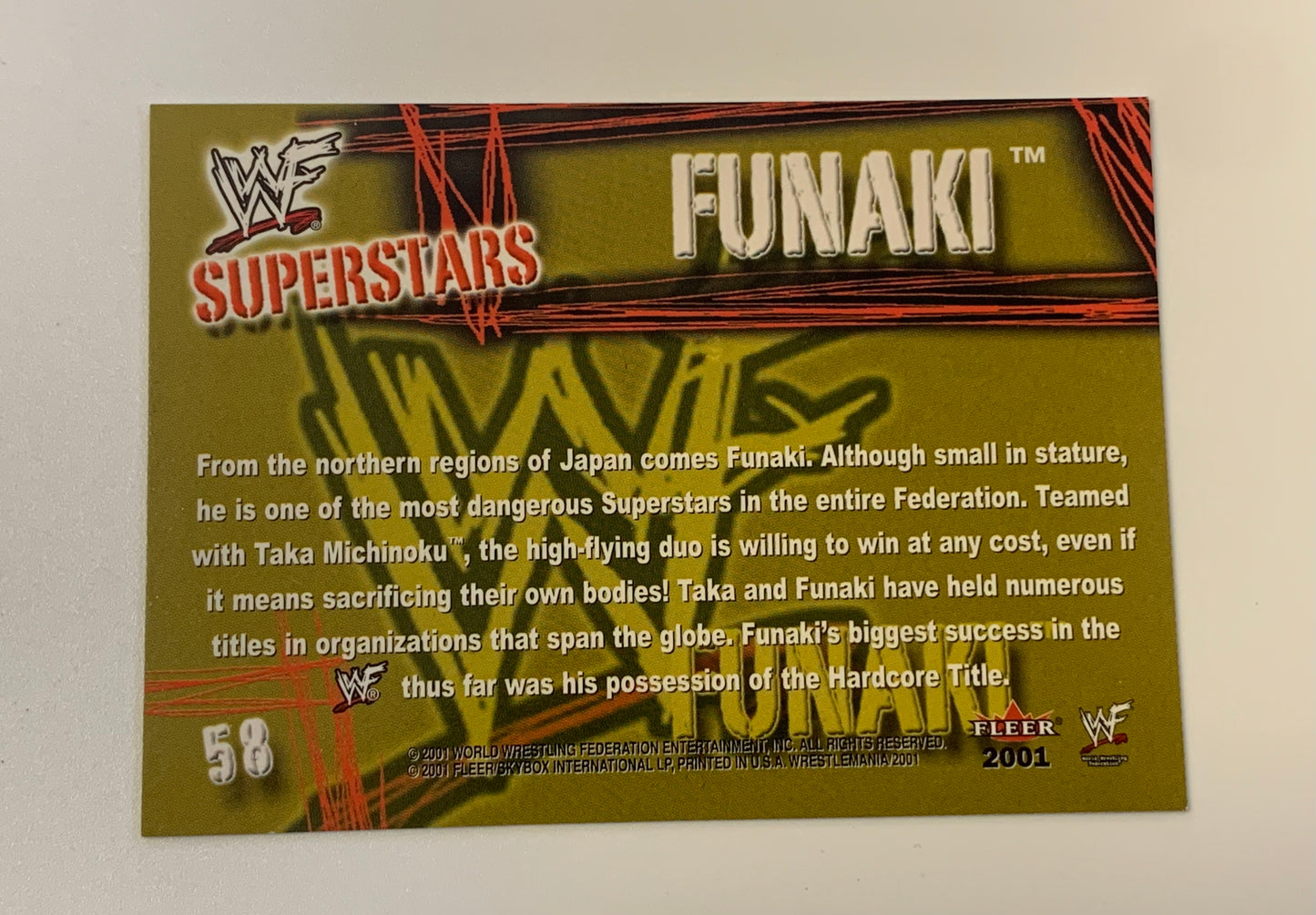 Funaki SIGNED 2001 WWE Fleer COA