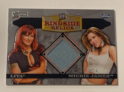 Lita & Mickie James 2006 WWE Topps Chrome Heritage Ringside Relics Card (BEAUTIFUL)