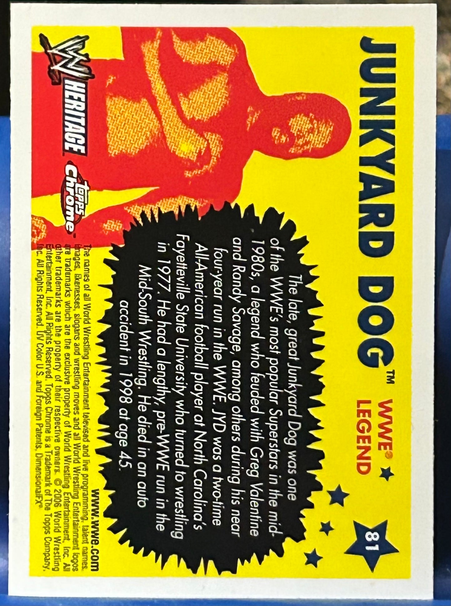+ JYD Junk Yard Dog 2006 WWE Topps Heritage Chrome Card