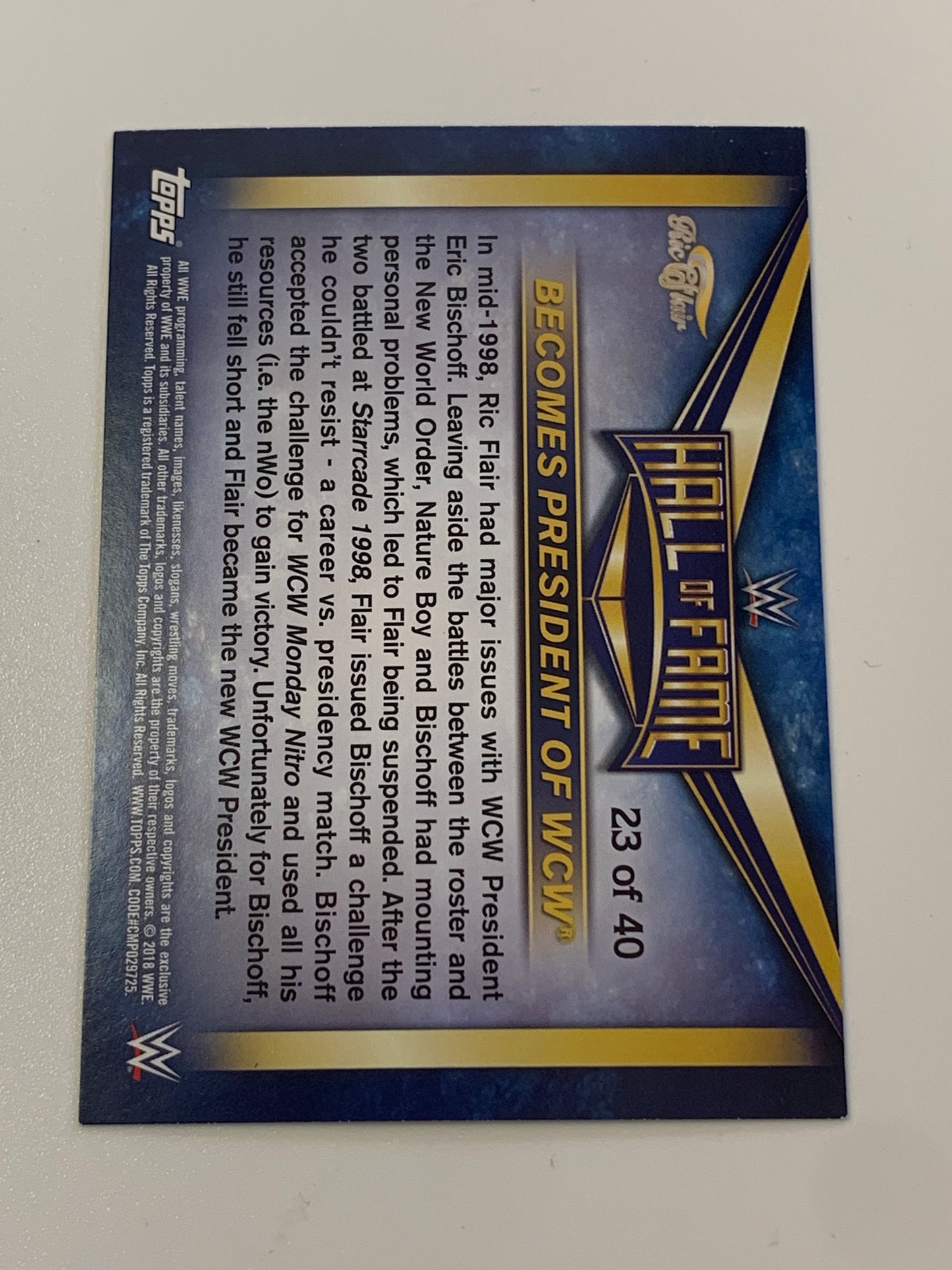 Ric Flair 2018 WWE Topps “Hall of Fame” Insert Card