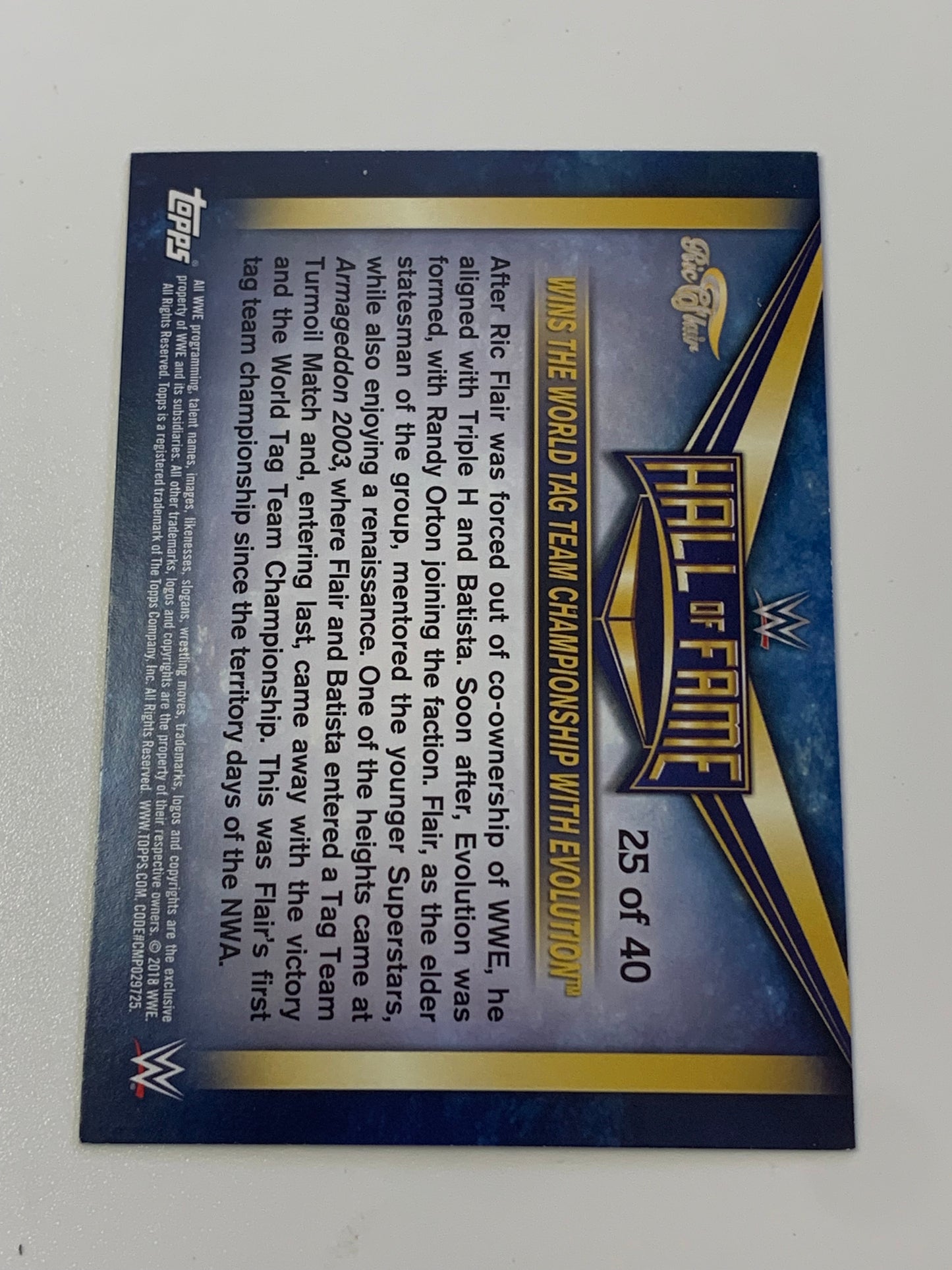 Ric Flair 2018 WWE Topps “Hall of Fame” Insert Card