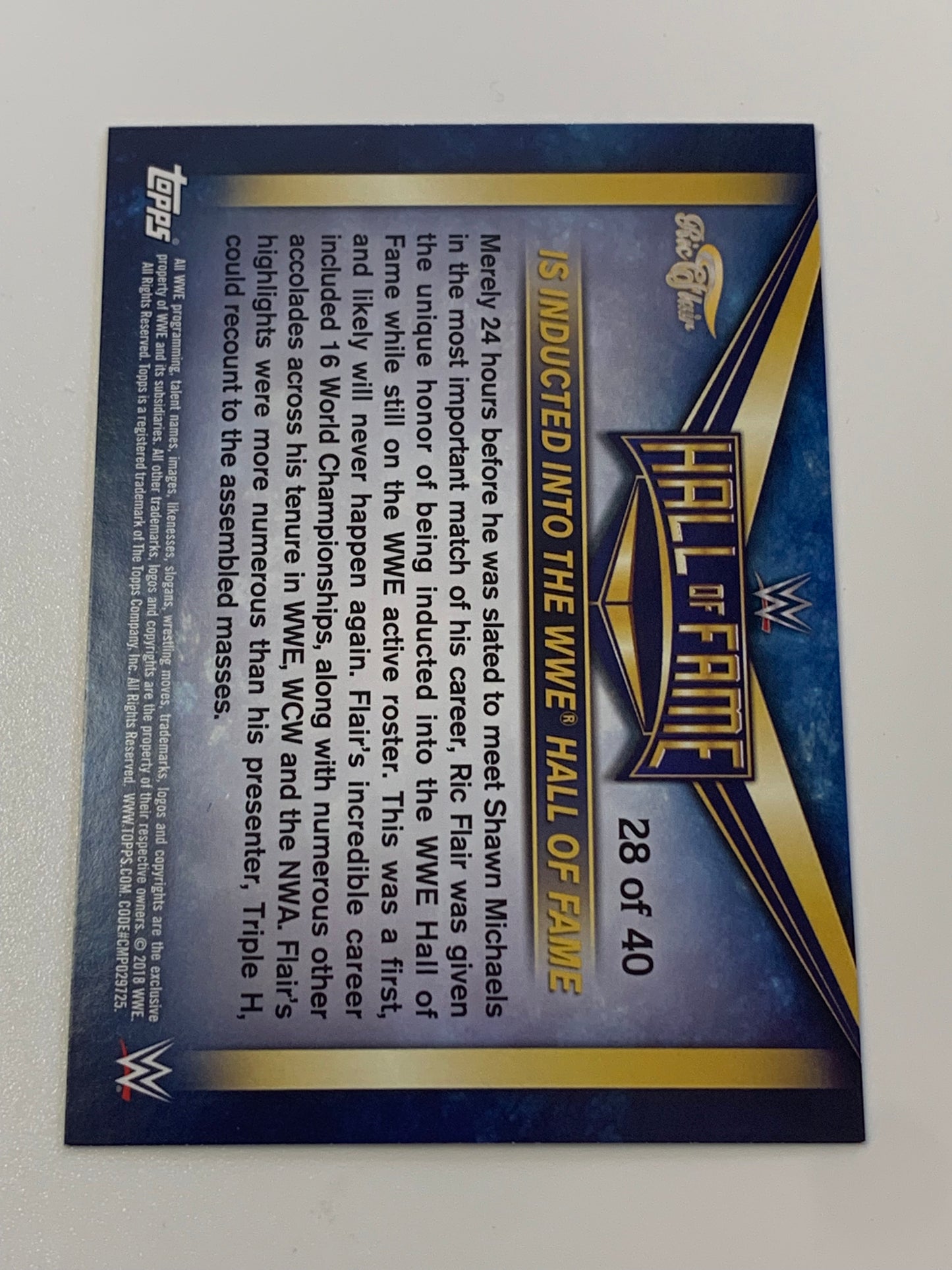 Ric Flair 2018 WWE Topps “Hall of Fame” Insert Card