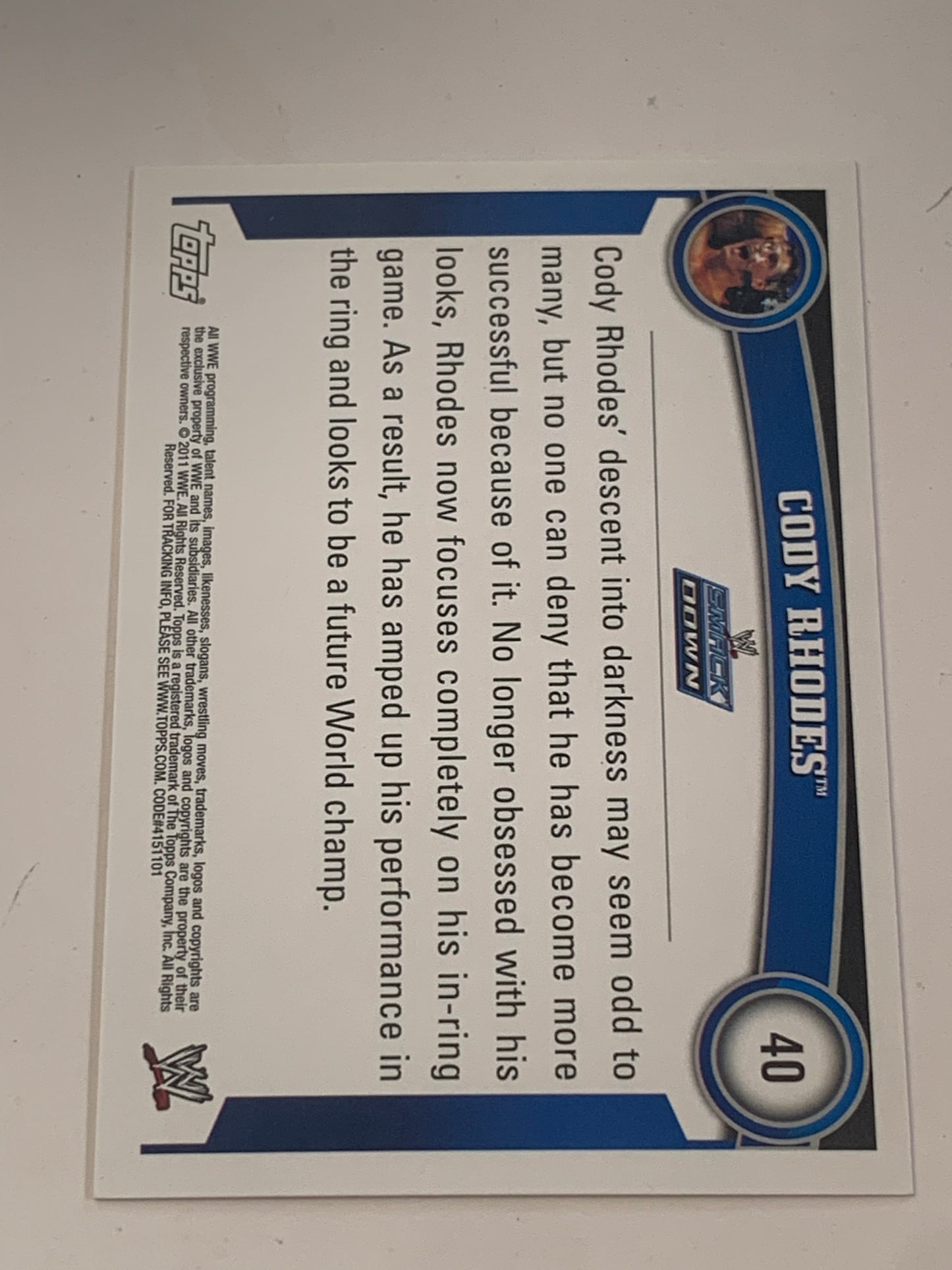 Cody Rhodes 2011 WWE Topps Card